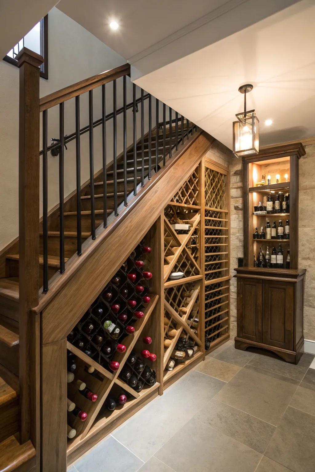Convert under-stair areas into chic wine displays.