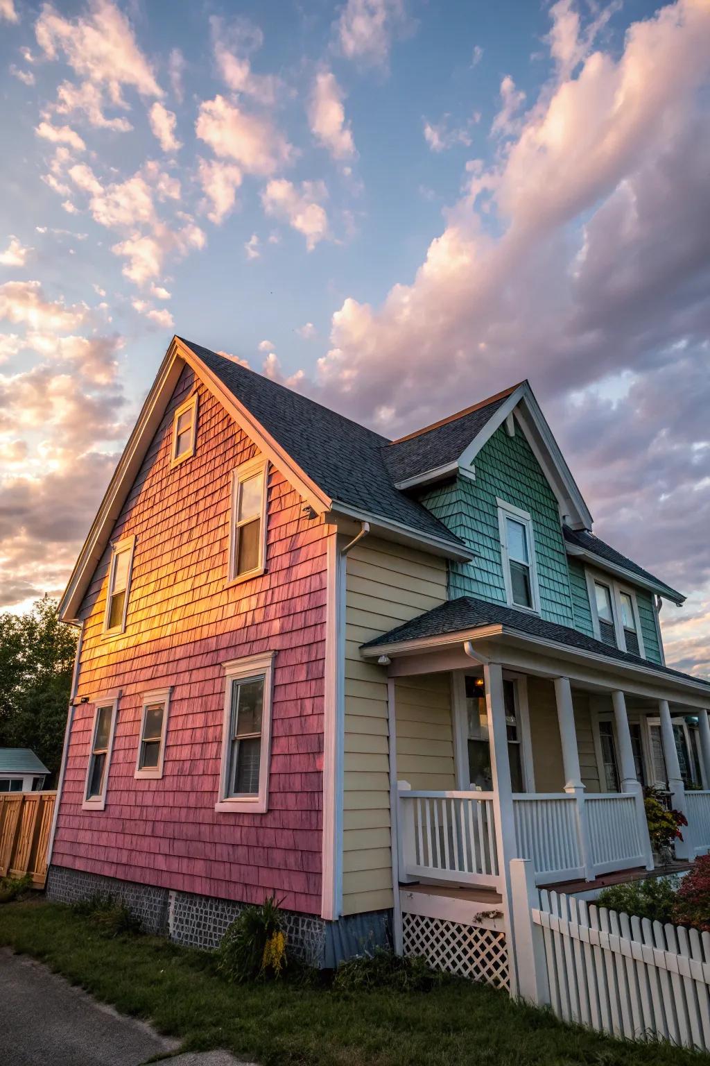 Textured siding introduces depth and character.