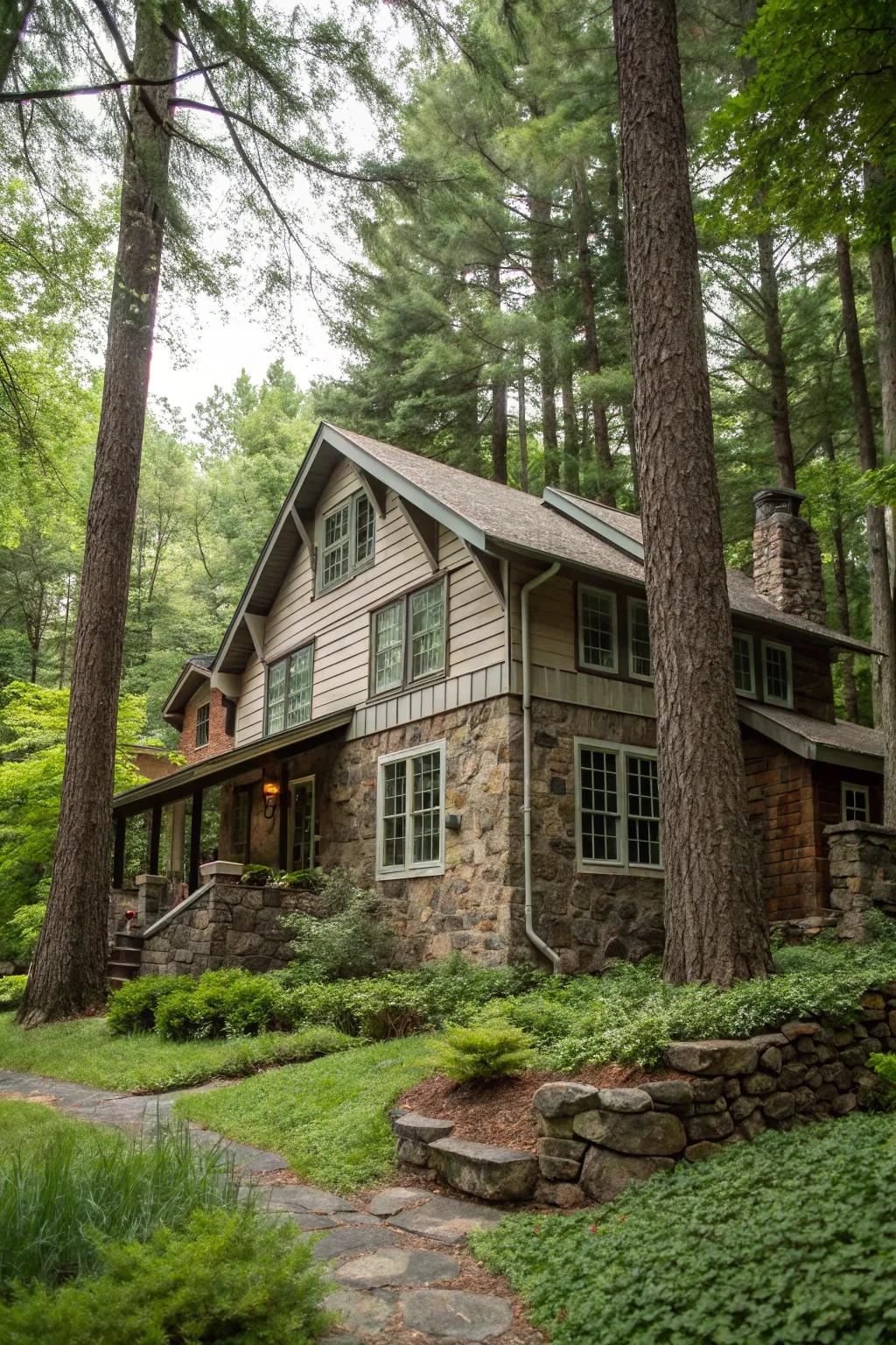 Stone and timber fusion for a countryside charm.
