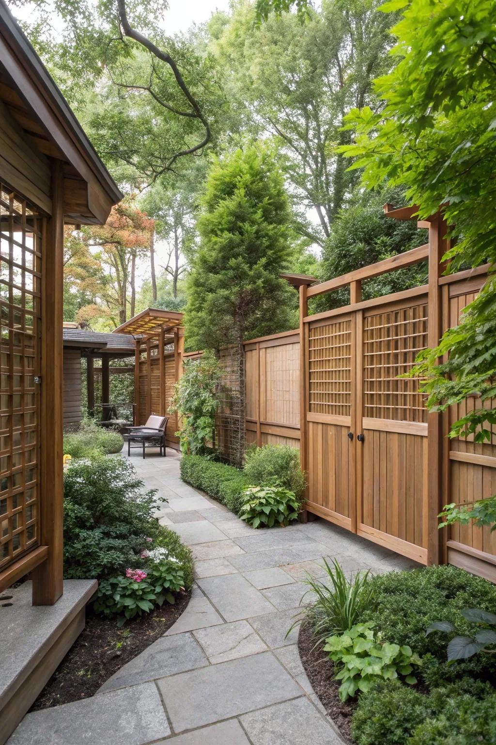 Barrier panels create a secluded haven in your side garden.