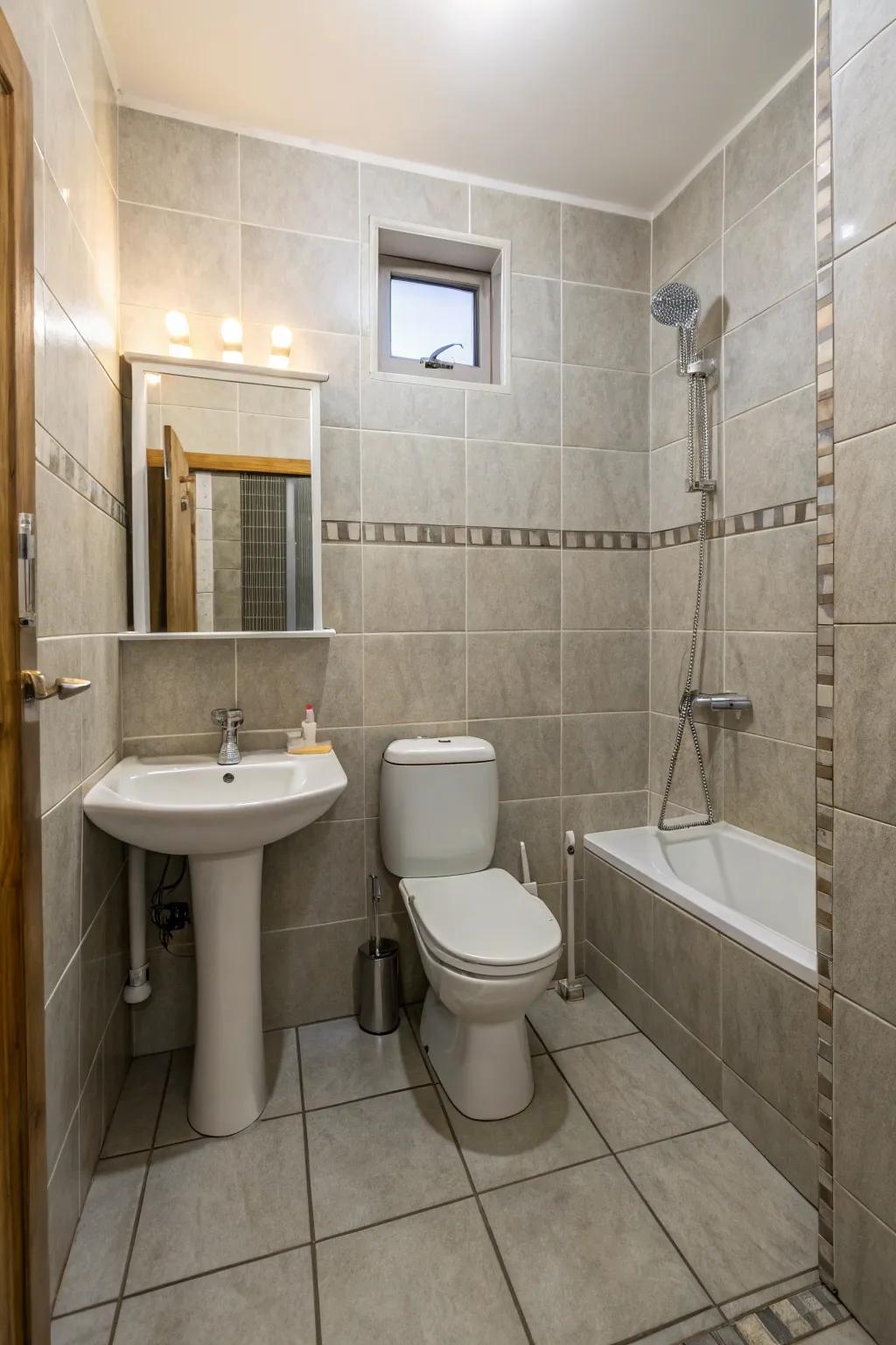 Neutral tones provide ageless elegance in compact areas.