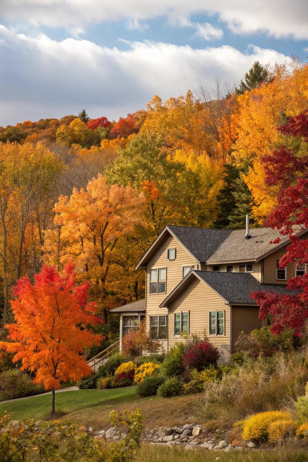 Earth-toned siding fashions a comfortable, nature-inspired appearance.