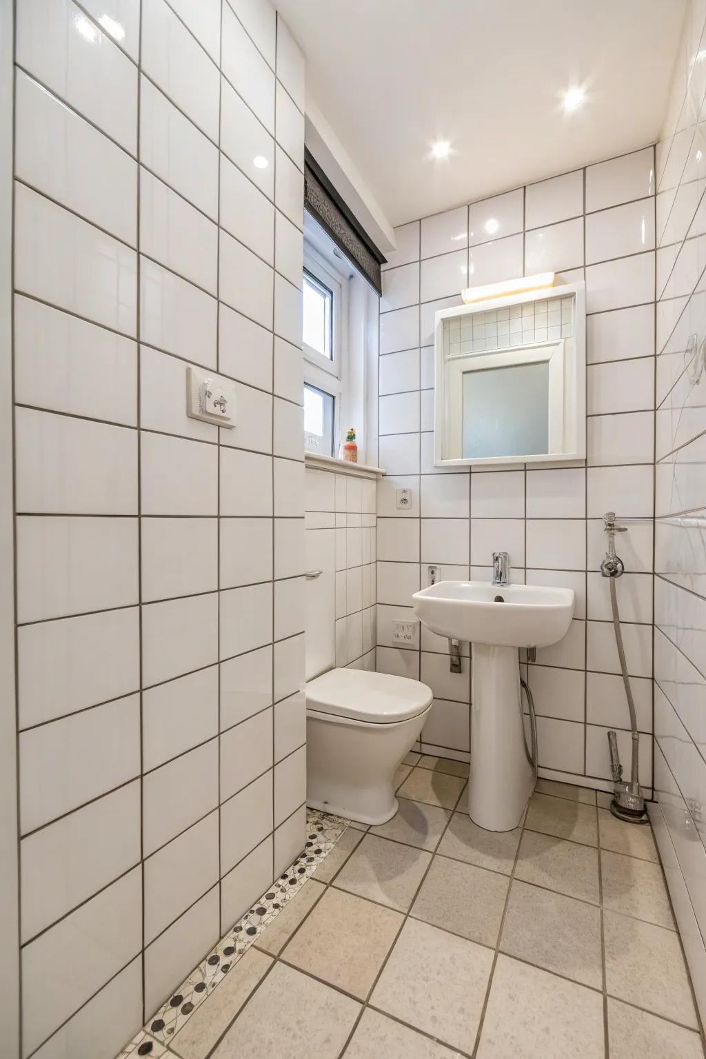 Big tiles are capable of making small rooms seem roomy and uncluttered.