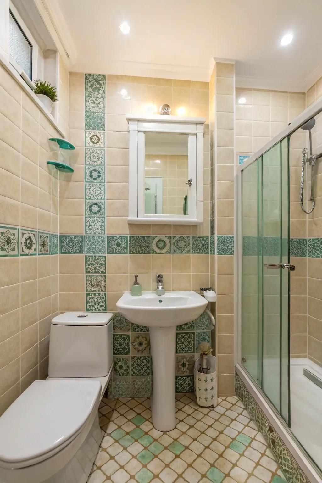 Blended materials offer dimension and fascination to small rooms.