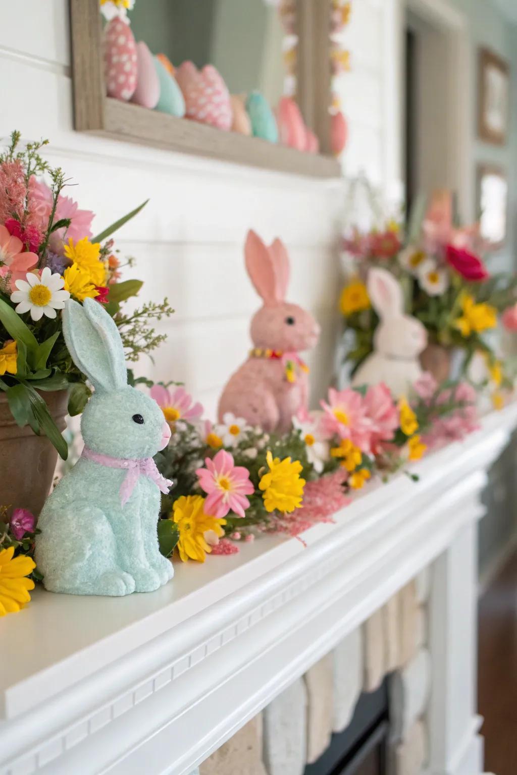Rabbit design enhances a whimsical accent to spring arrangements.
