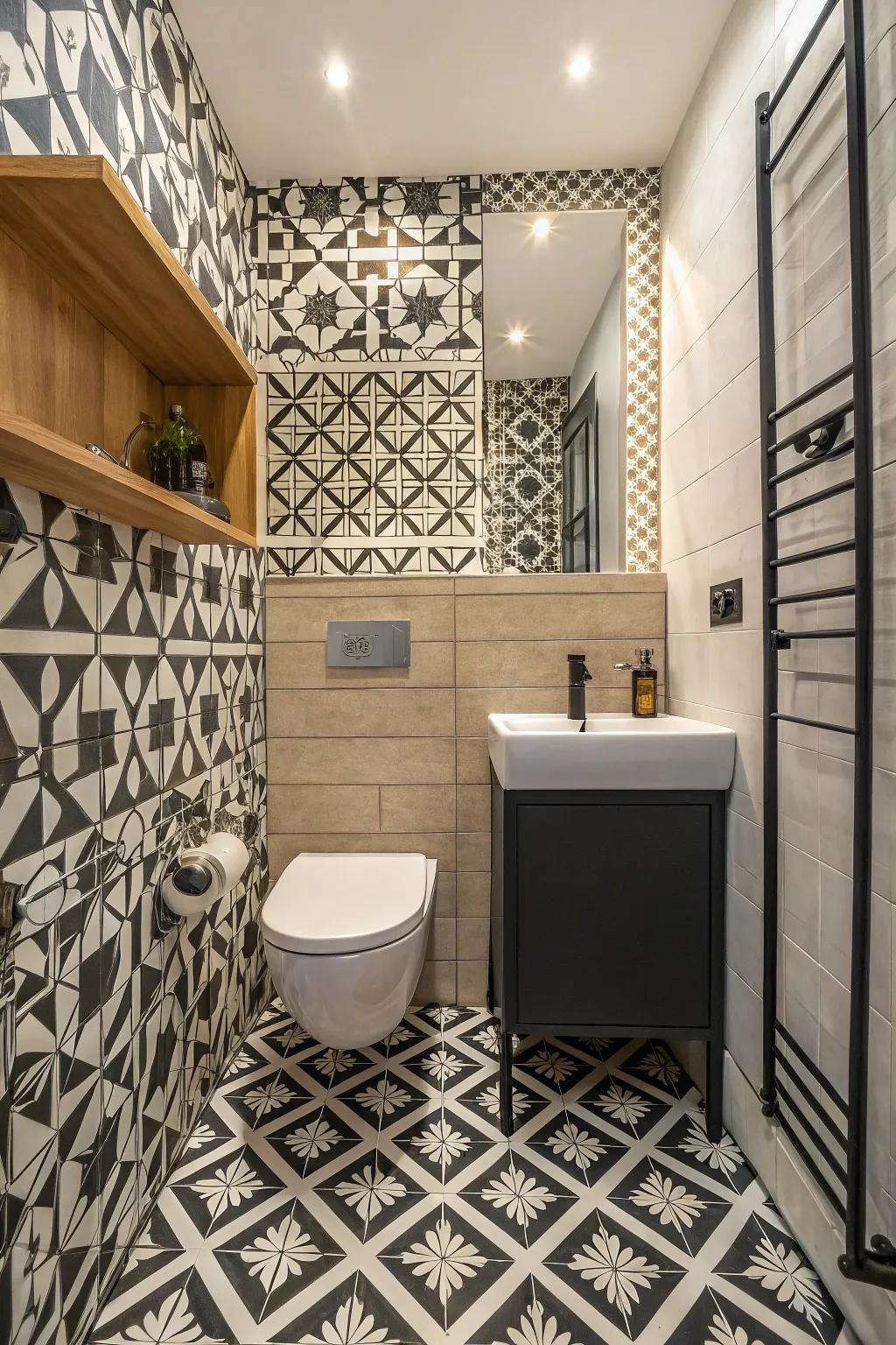 Geometric designs give a contemporary feel to any bathroom.