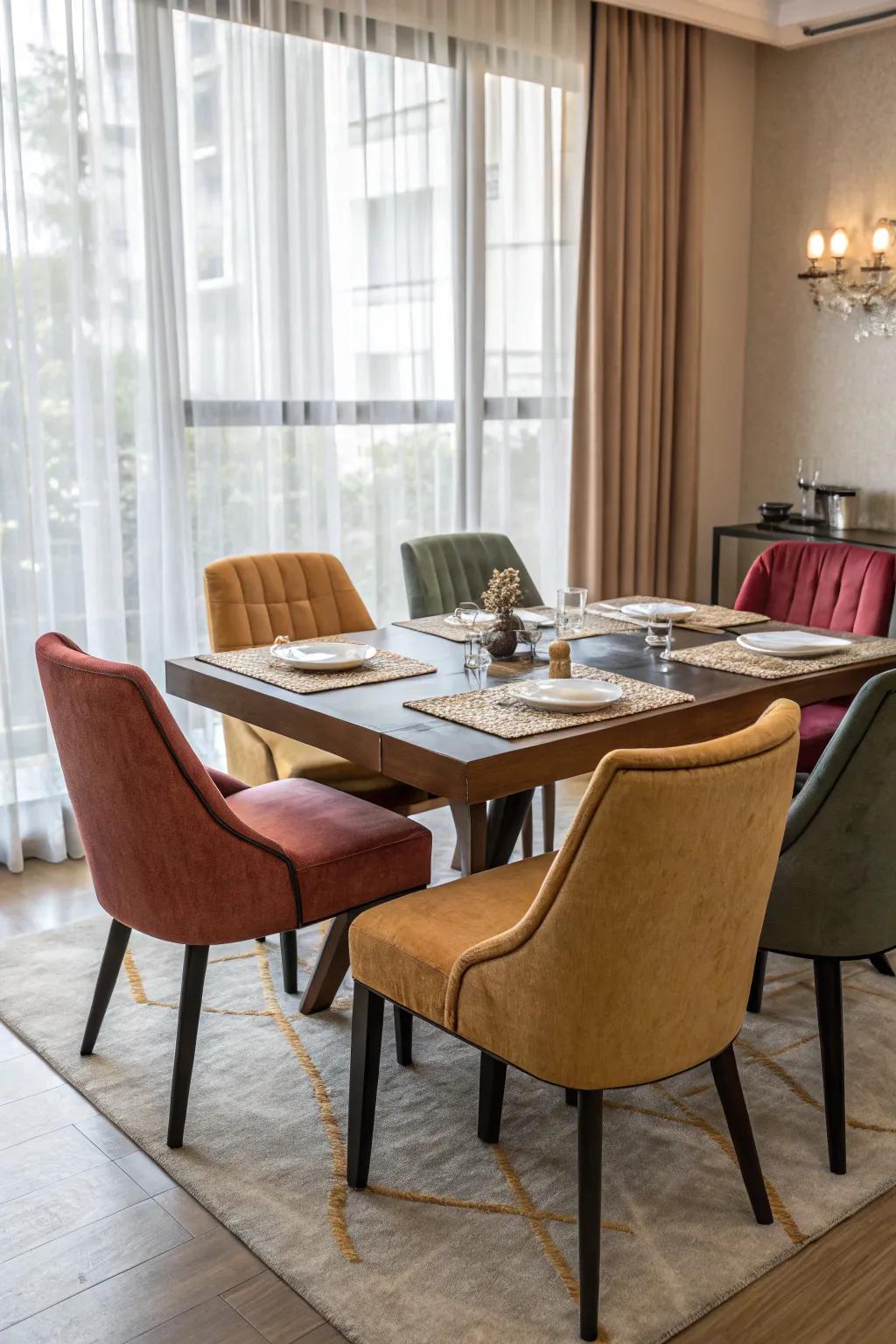 Comfortable seating blends style with relaxation in the dining room.