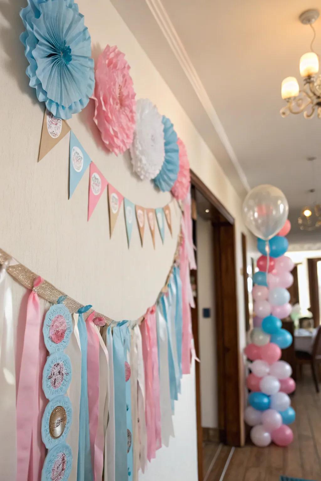 A charming DIY garland imparts a personal touch to the decor.