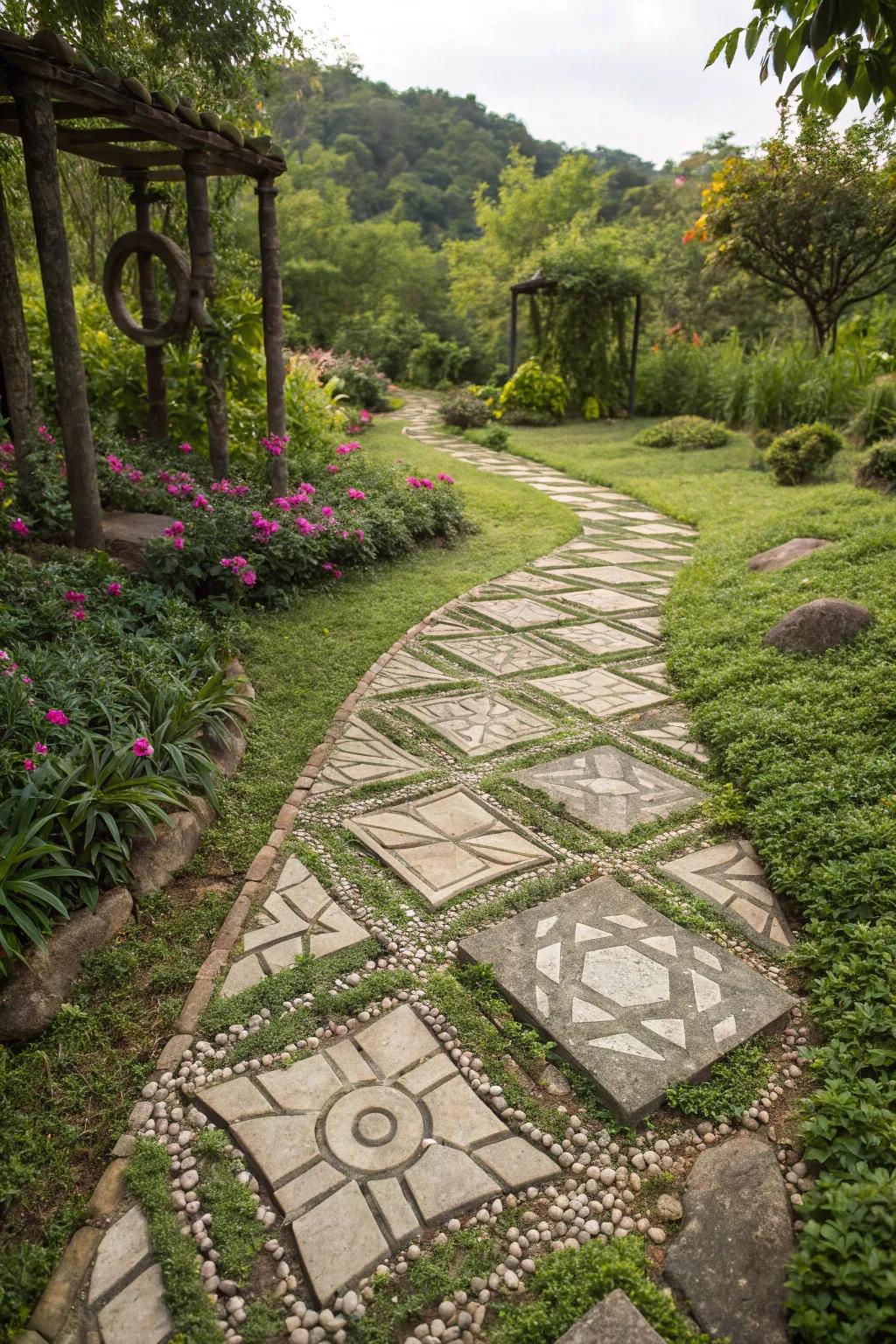 Motif stone pathways bring drama and sophistication to your path.