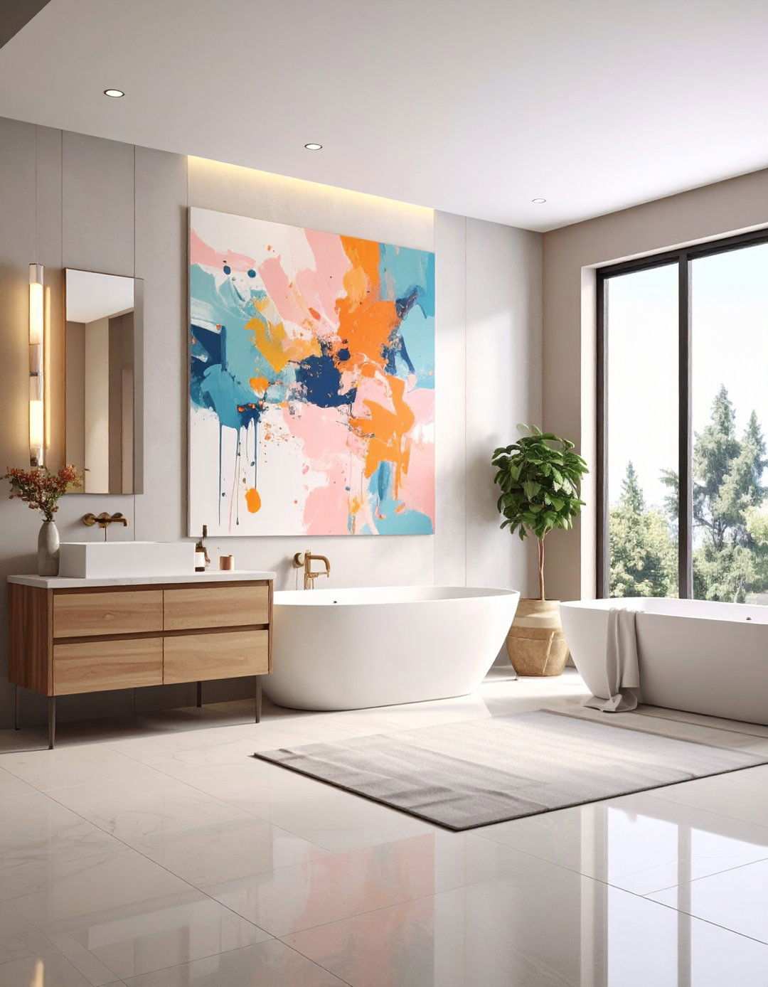 Abstract Modern Bathroom Art for Contemporary Spaces - 20 Bathroom Art Ideas