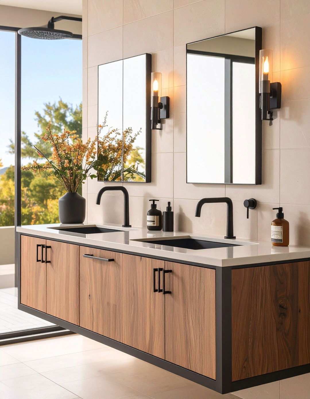 Accent with Matte Black Fixtures for Modern Contrast - 20 Bathroom Remodel Ideas