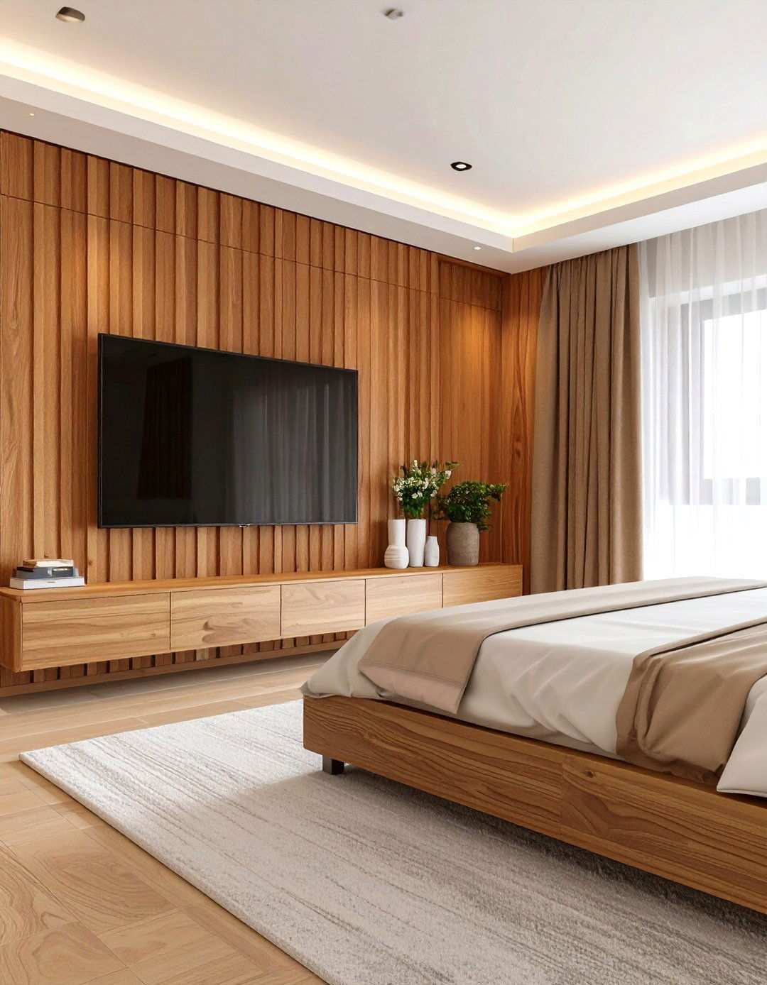 Acoustic Panels as a Bedroom TV Backdrop - 20 Bedroom Tv Ideas