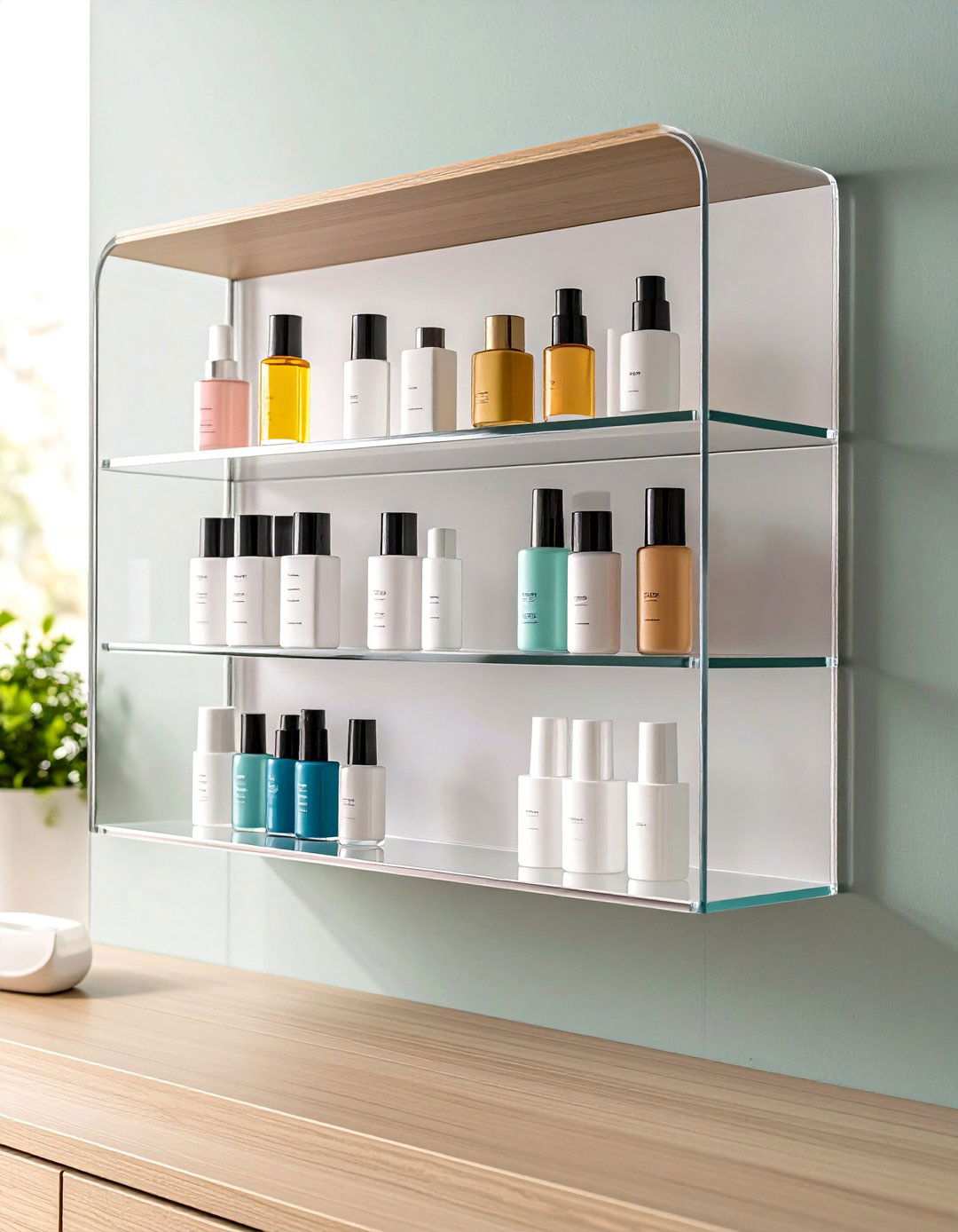 Acrylic Floating Ledge Bathroom Wall Storage - 20 Bathroom Wall Storage Ideas