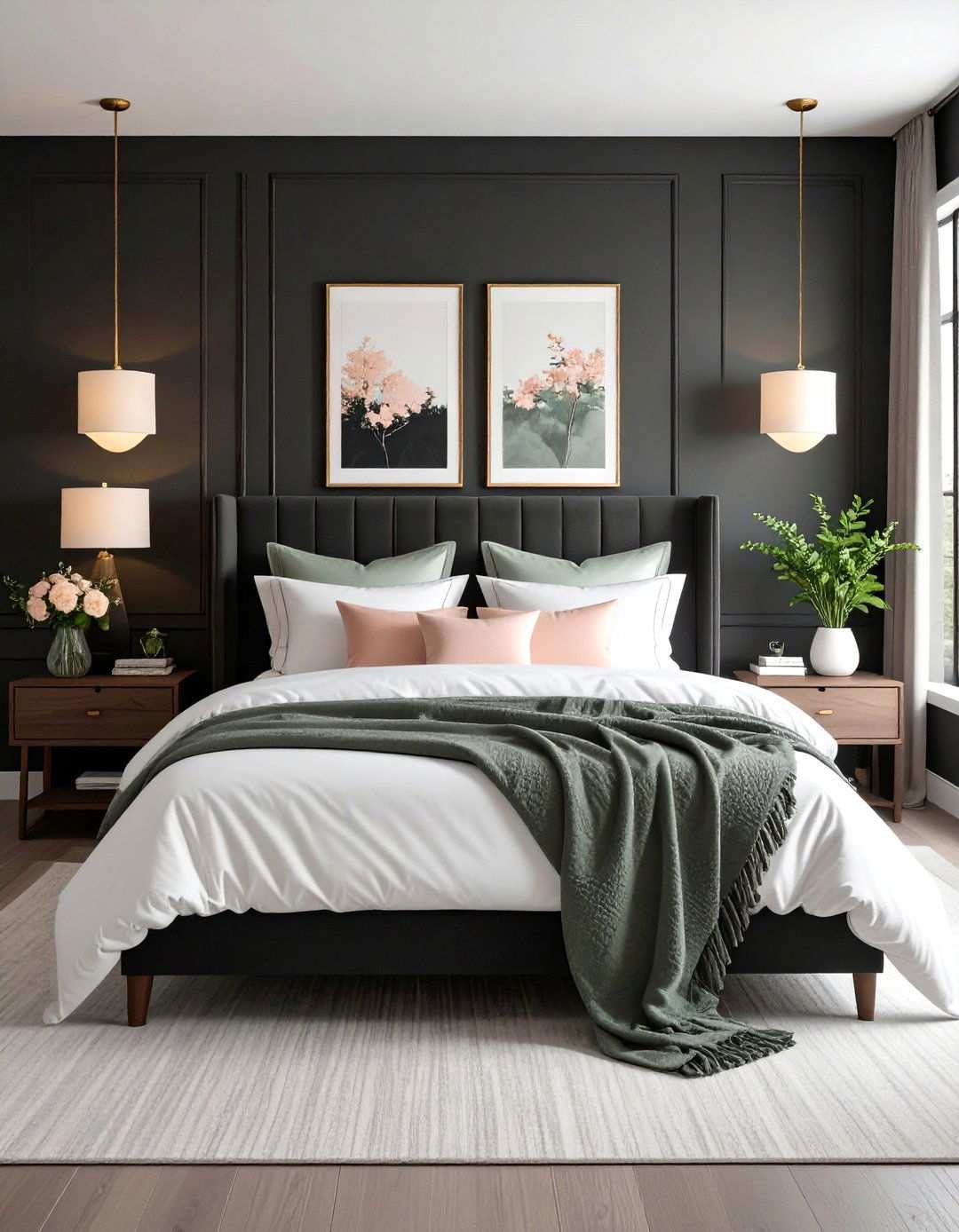 Add a Subtle Pop of Soft Color - 20 Black and White Bedroom Ideas