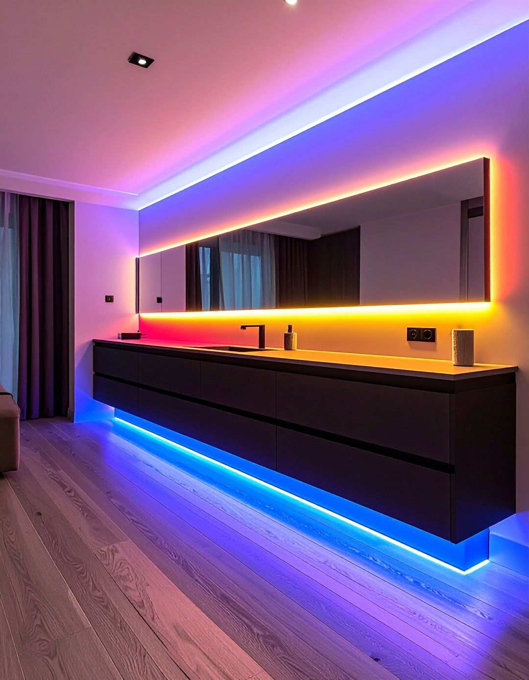 Add Motion Sensing Under Vanity LEDs for Safe Nighttime Visits - 20 Bathroom Remodel Ideas