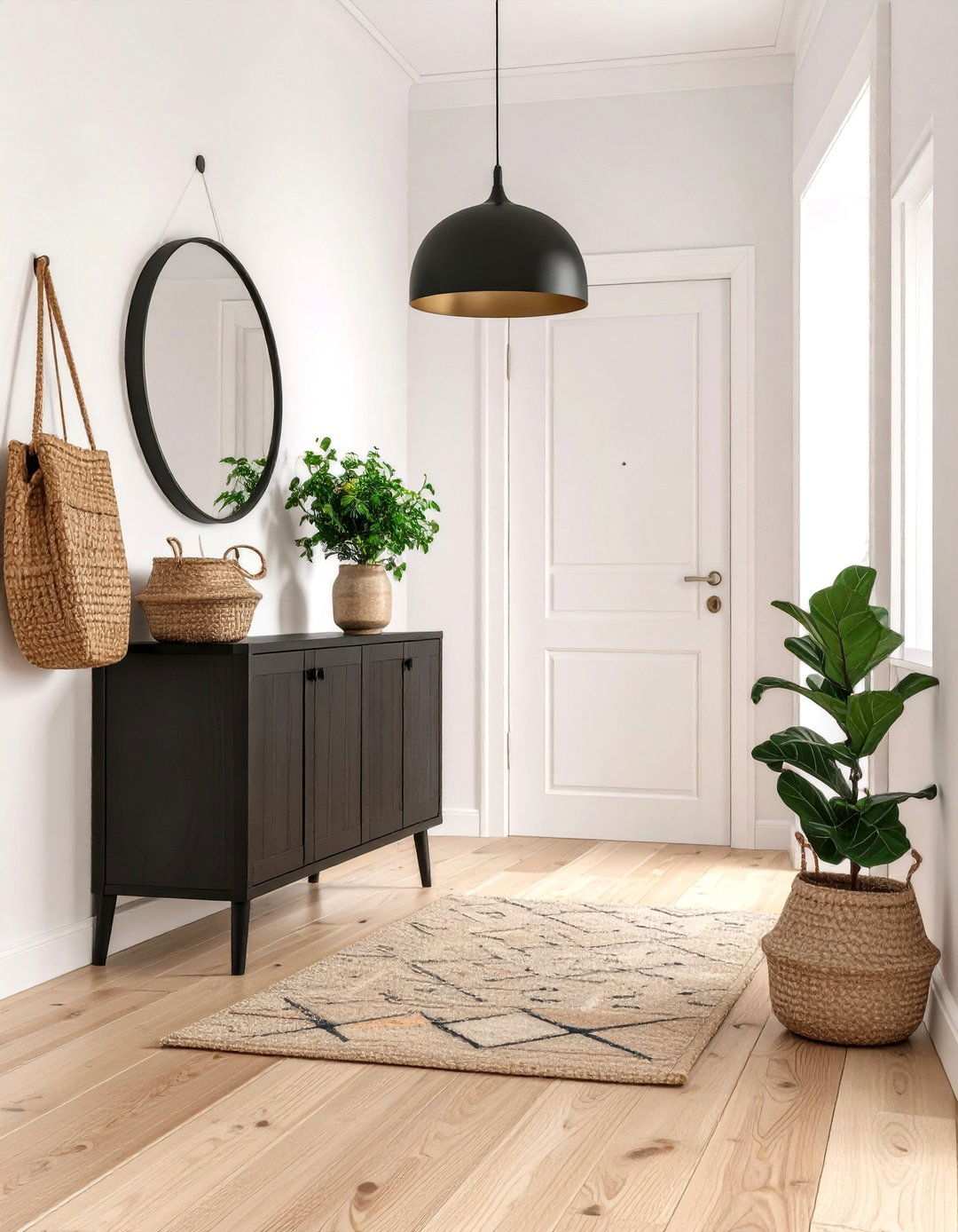 Airy Scandinavian Entryway Minimalism - 20 Black and White Entryway Design Ideas
