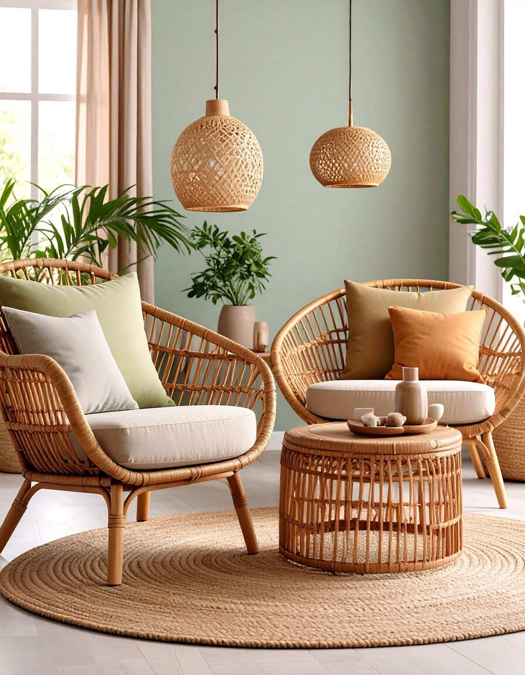 Anchor the Space with Breezy Rattan Living Room Seating - 20 Beach House Living Room Ideas