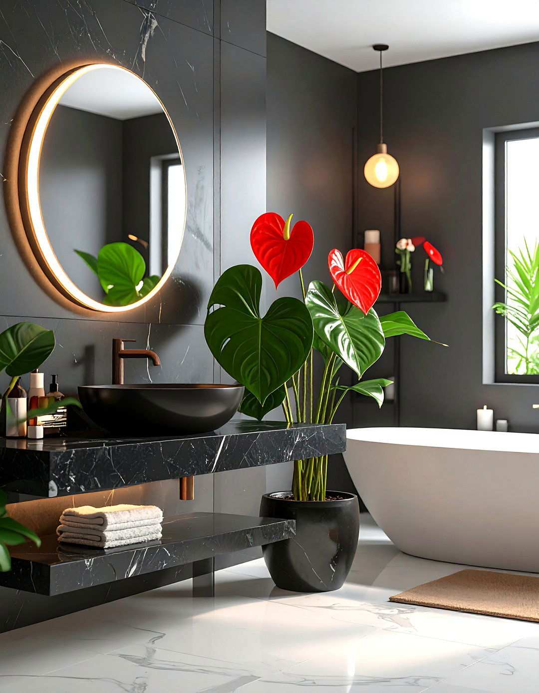Anthurium Bathroom Plant for Year Round Color - 20 Best Plants for Bathroom