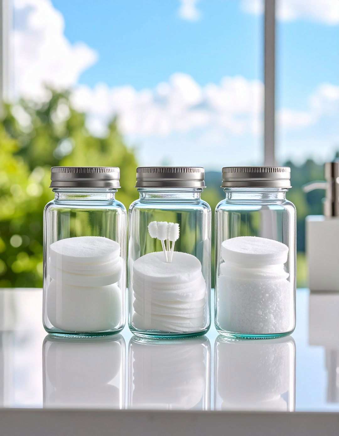 Apothecary Jars Add Charm and Containment on the Bathroom Counter - 20 Bathroom Counter Organization Ideas