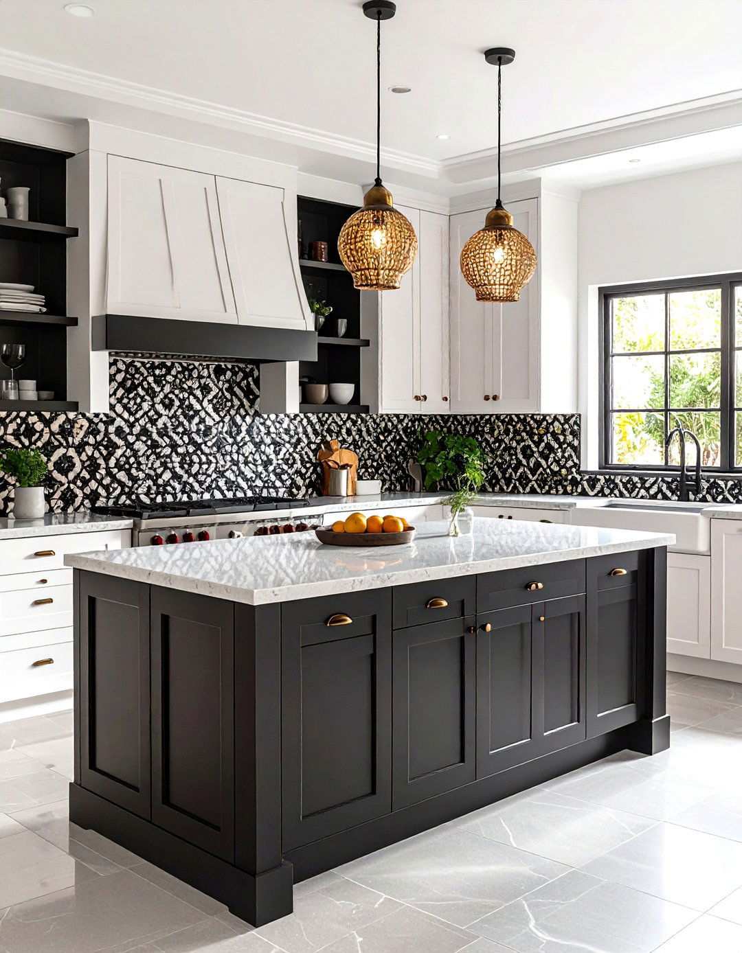 Arabesque Black and White Kitchen Backsplash - 20 Black and White Kitchen Backsplash Ideas
