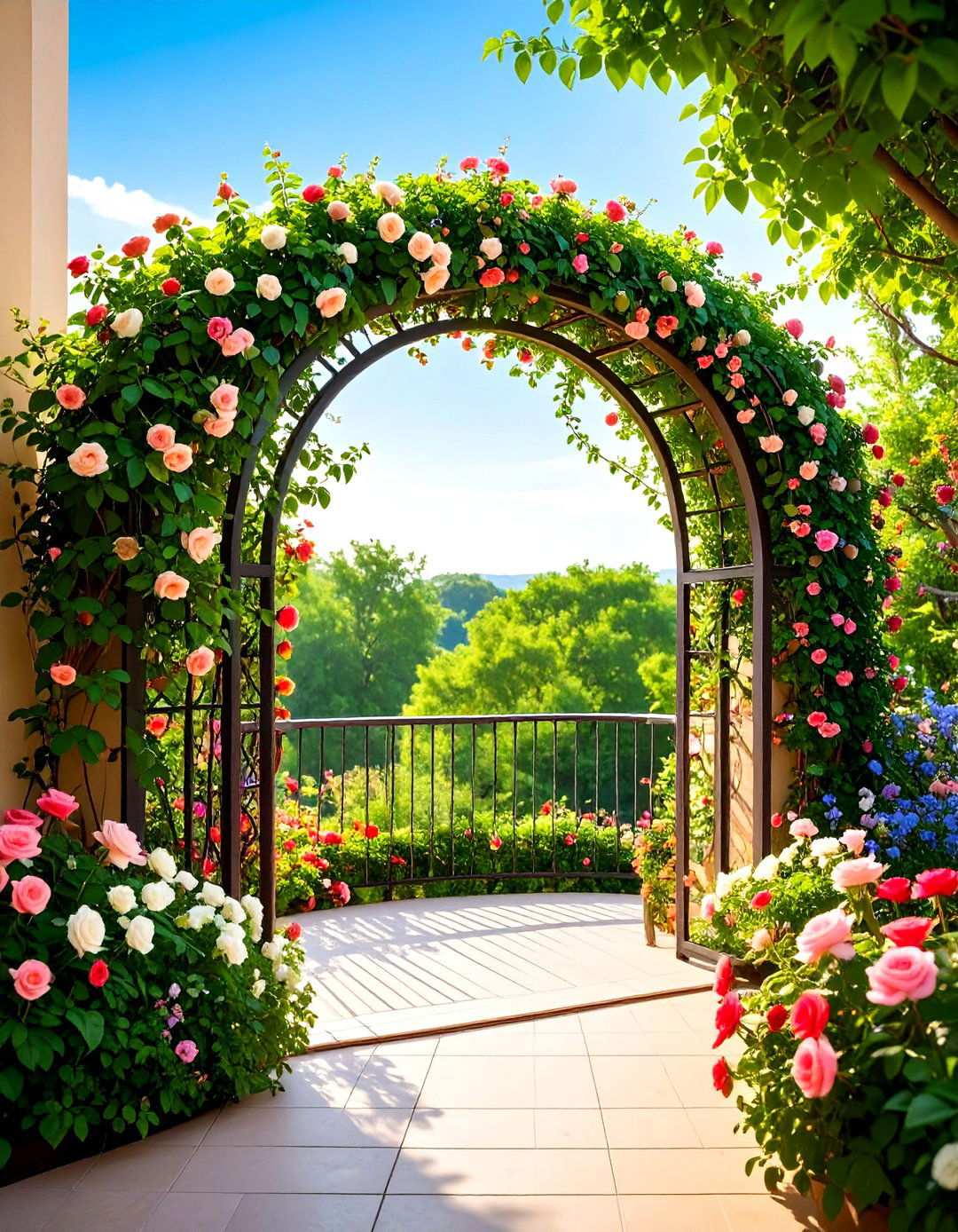 Arched Balcony Trellis for Romantic Garden Entrances - 20 Balcony Trellis Ideas