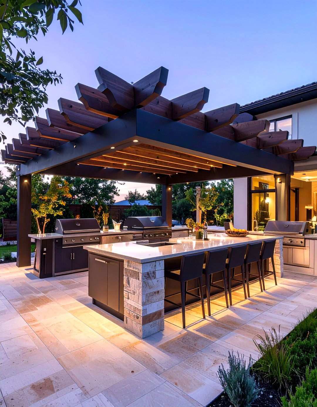 Arizona Backyard Outdoor Kitchen with Misters - 20 Arizona Backyard Ideas