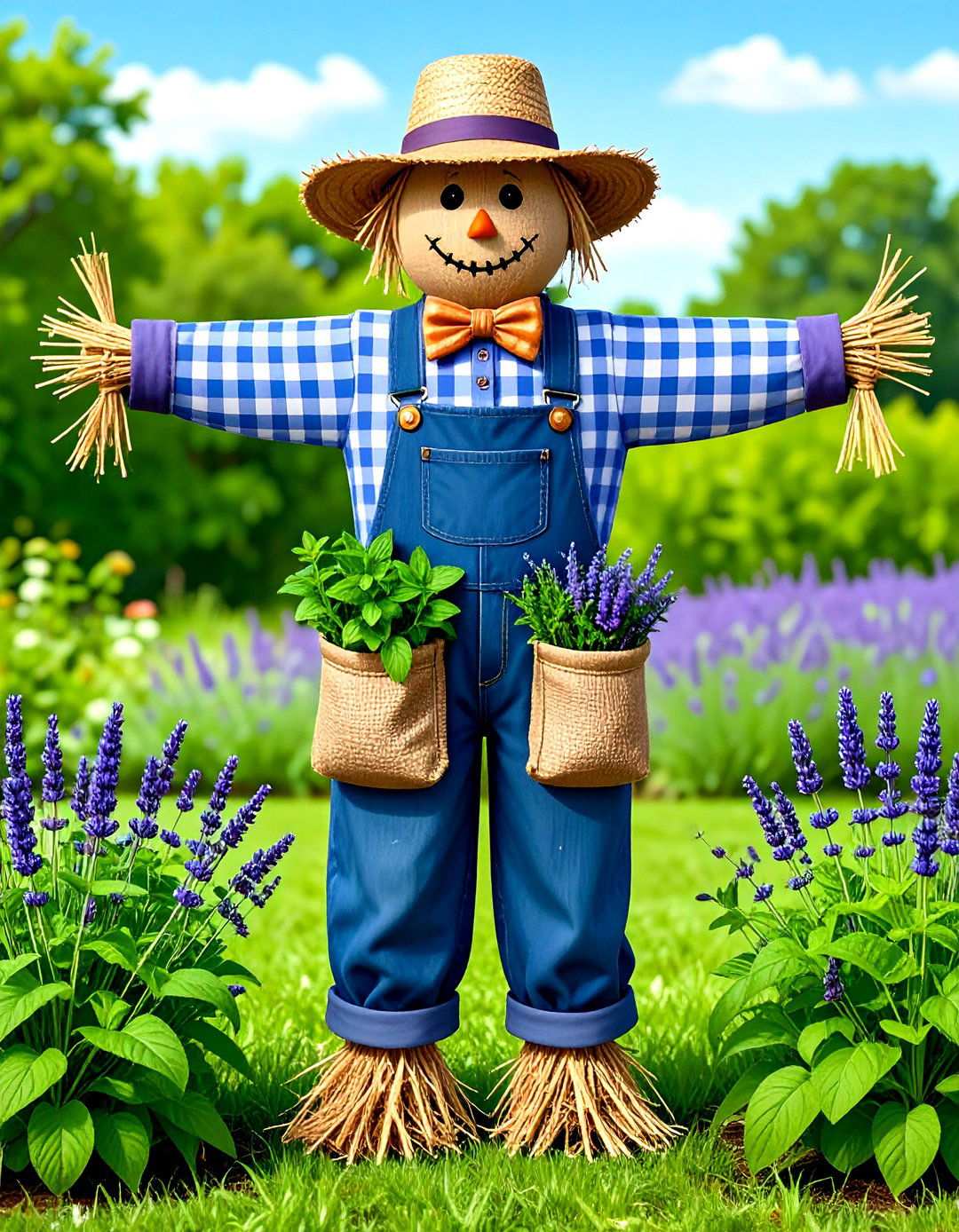 Aromatic Herb Stuffed Scarecrow - 20 Garden Scarecrow Ideas