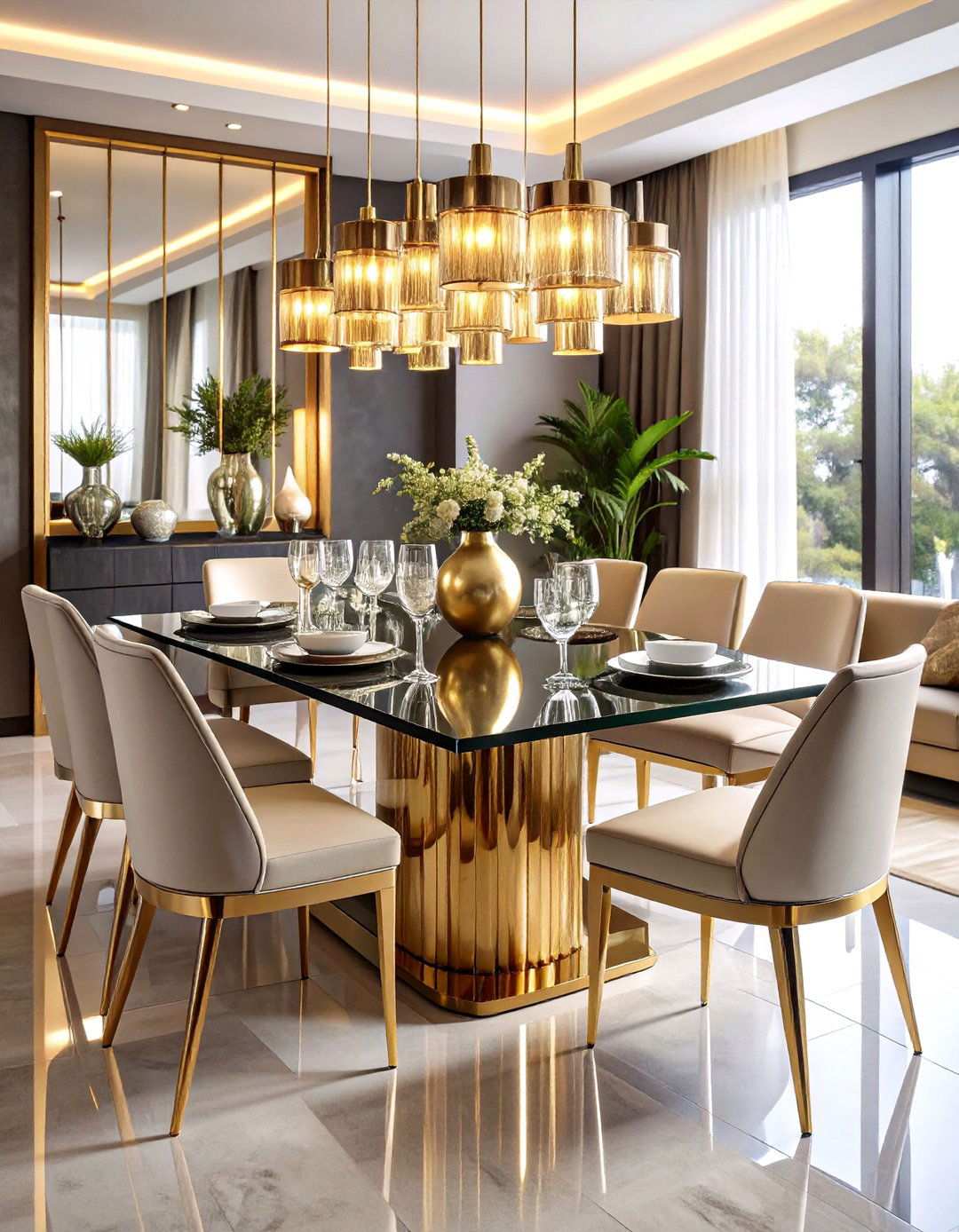Art Deco Dining Room with Chrome and Metallic Accents - 20 Art Deco Dining Room Ideas