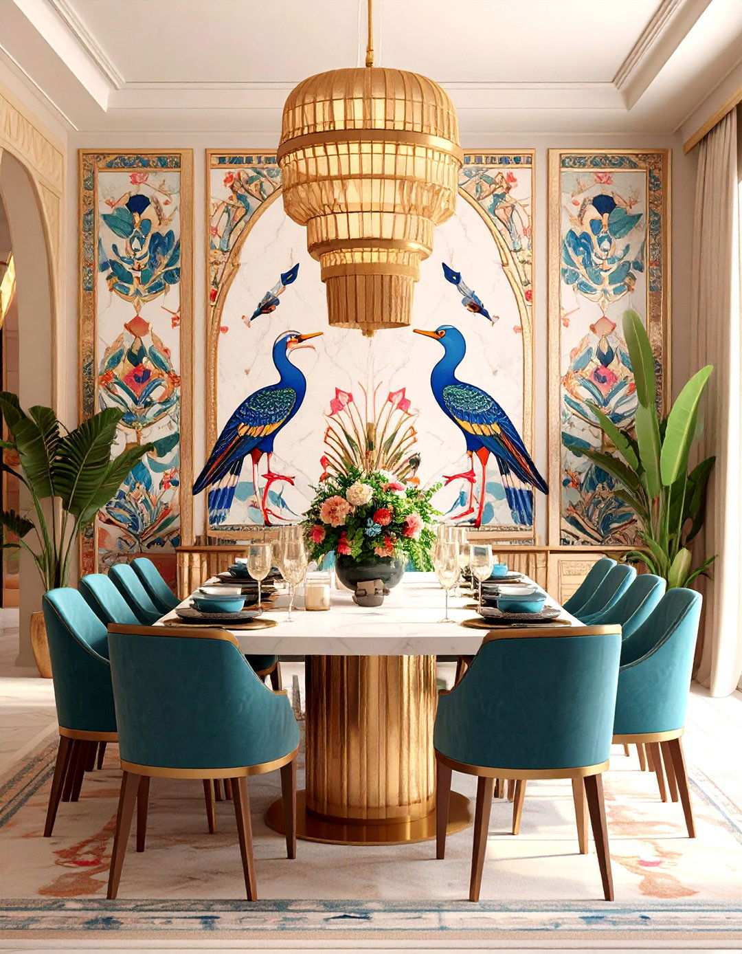 Art Deco Dining Room with Egyptian and Exotic Motifs - 20 Art Deco Dining Room Ideas