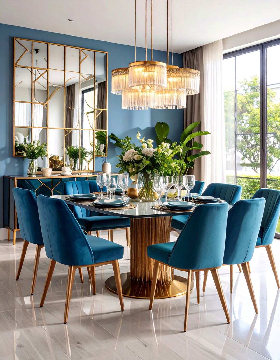 Art Deco Dining Room with Mirrored and Glass Elements - 20 Art Deco Dining Room Ideas