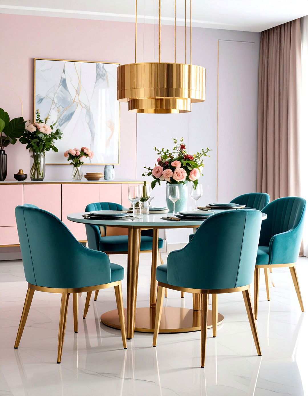 Art Deco Dining Room with Streamlined Moderne Furniture Style - 20 Art Deco Dining Room Ideas