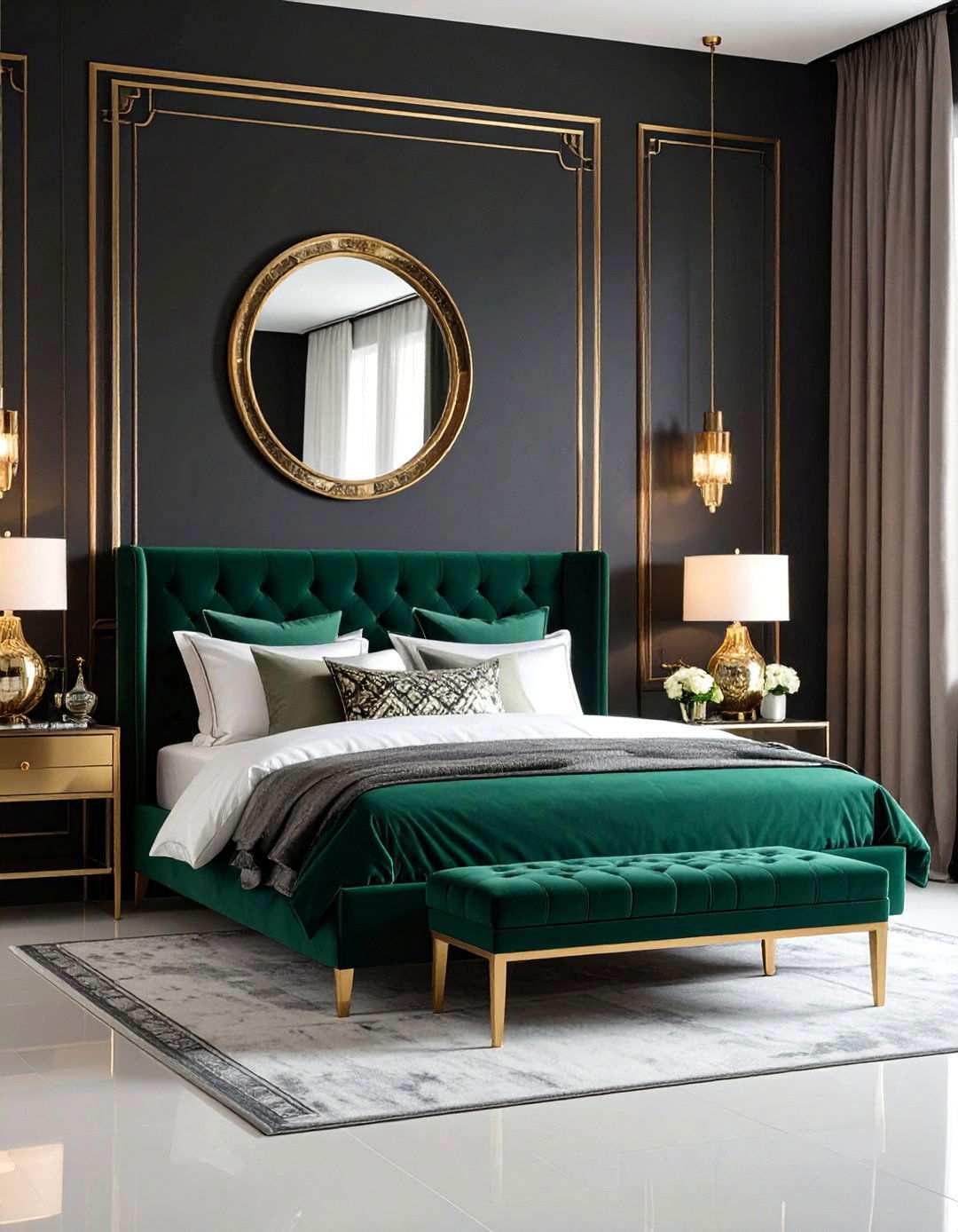 Art Deco Dramatic Color Contrasts - 20 Art Deco Bedroom Ideas