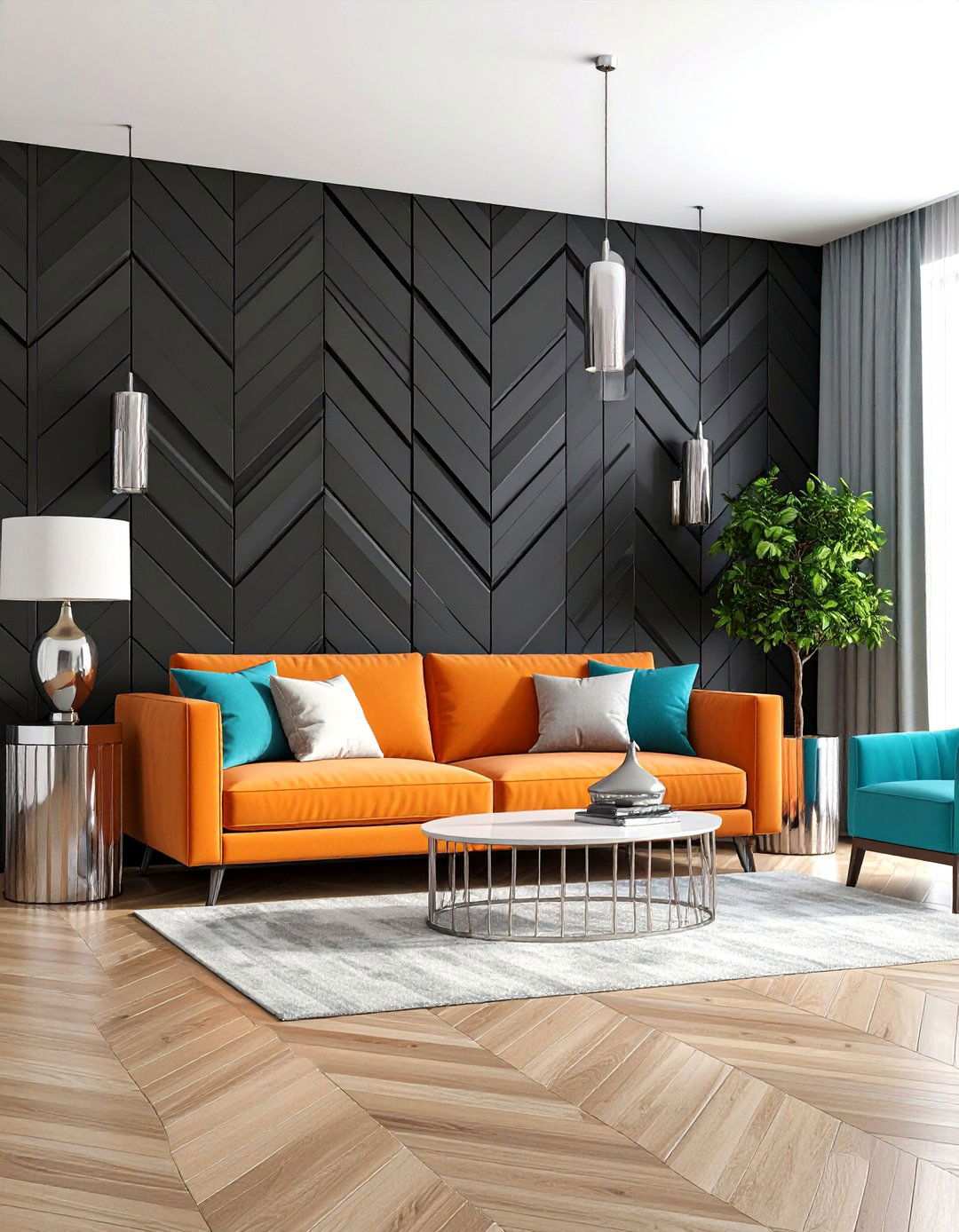 Art Deco Geometry - 20 Black and Orange Living Room Ideas