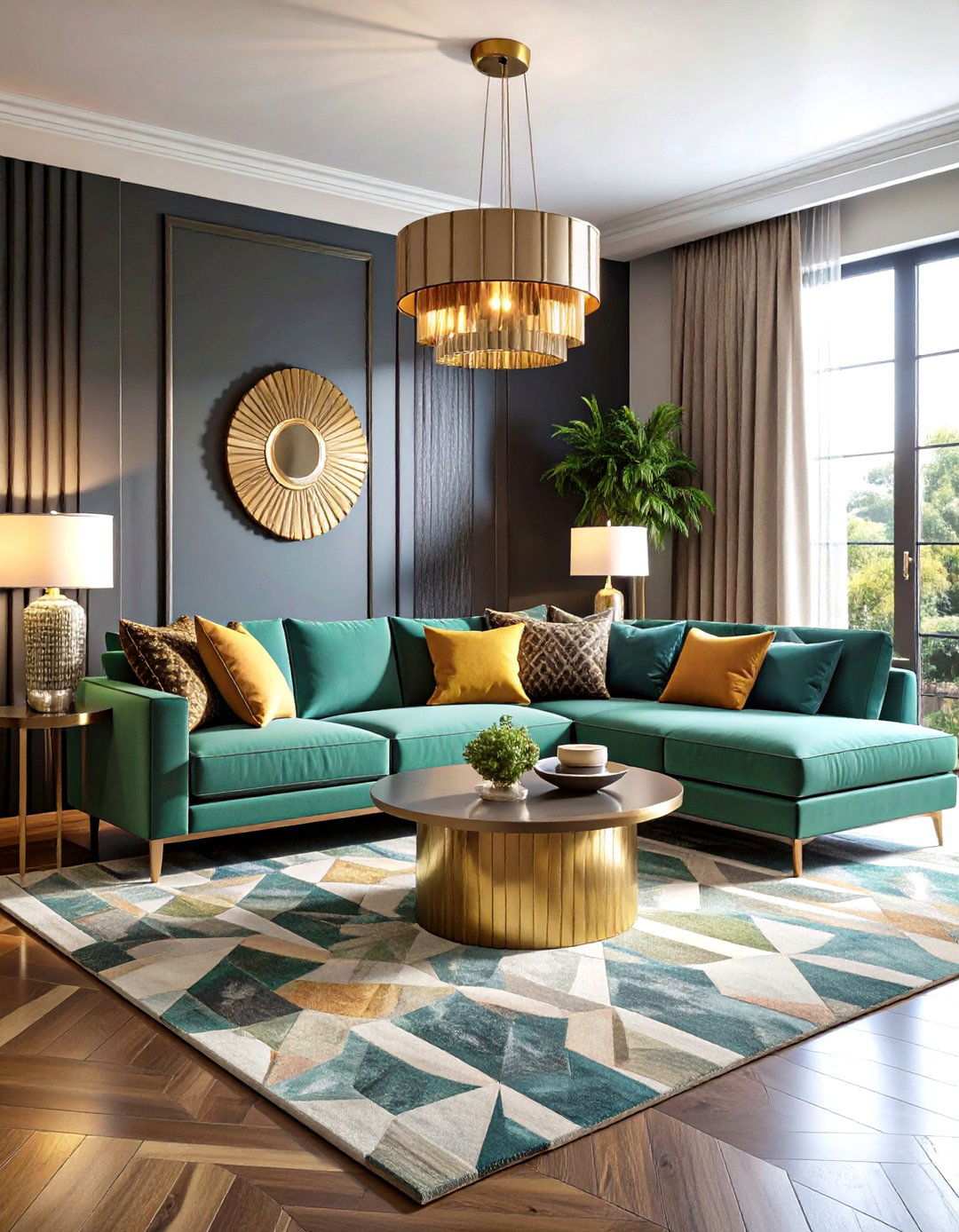Art Deco Revival Living Room with Geometric Elegance - 20 1980s Living Room  Ideas