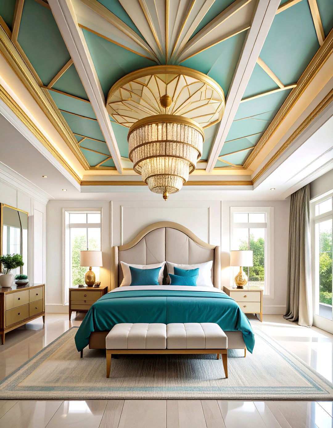 Art Deco Statement Ceiling Design - 20 Art Deco Bedroom Ideas