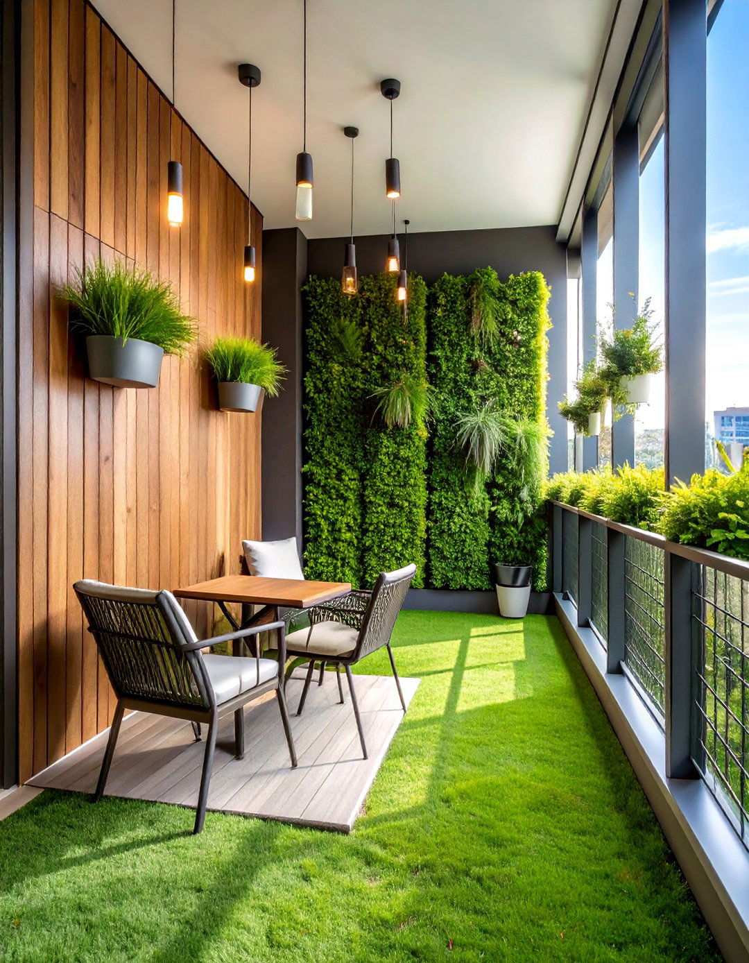 Artificial Grass Wall Balcony Oasis Design - 20 Artificial Grass Wall Design Ideas