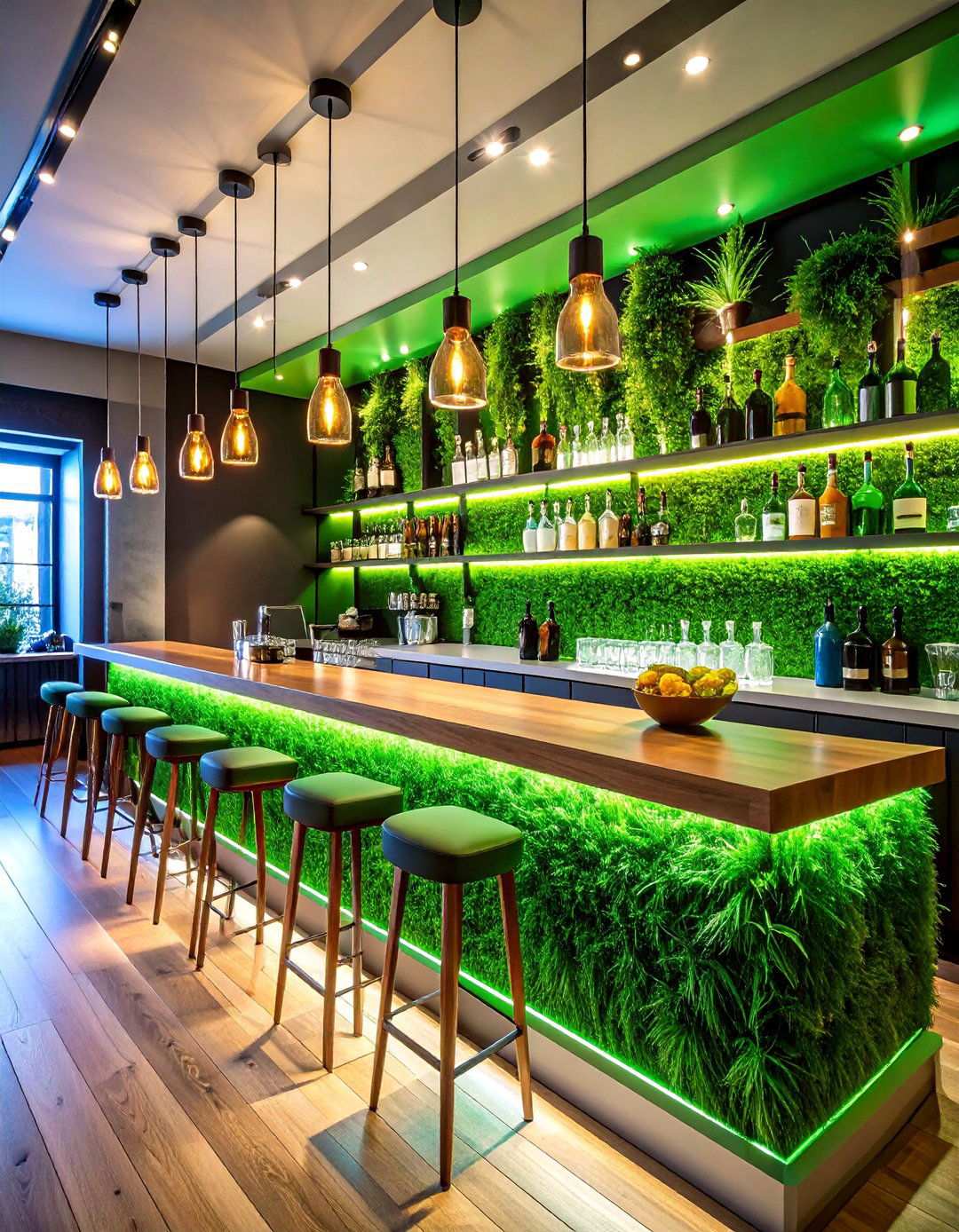 Artificial Grass Wall Home Bar Backsplash Design - 20 Artificial Grass Wall Design Ideas