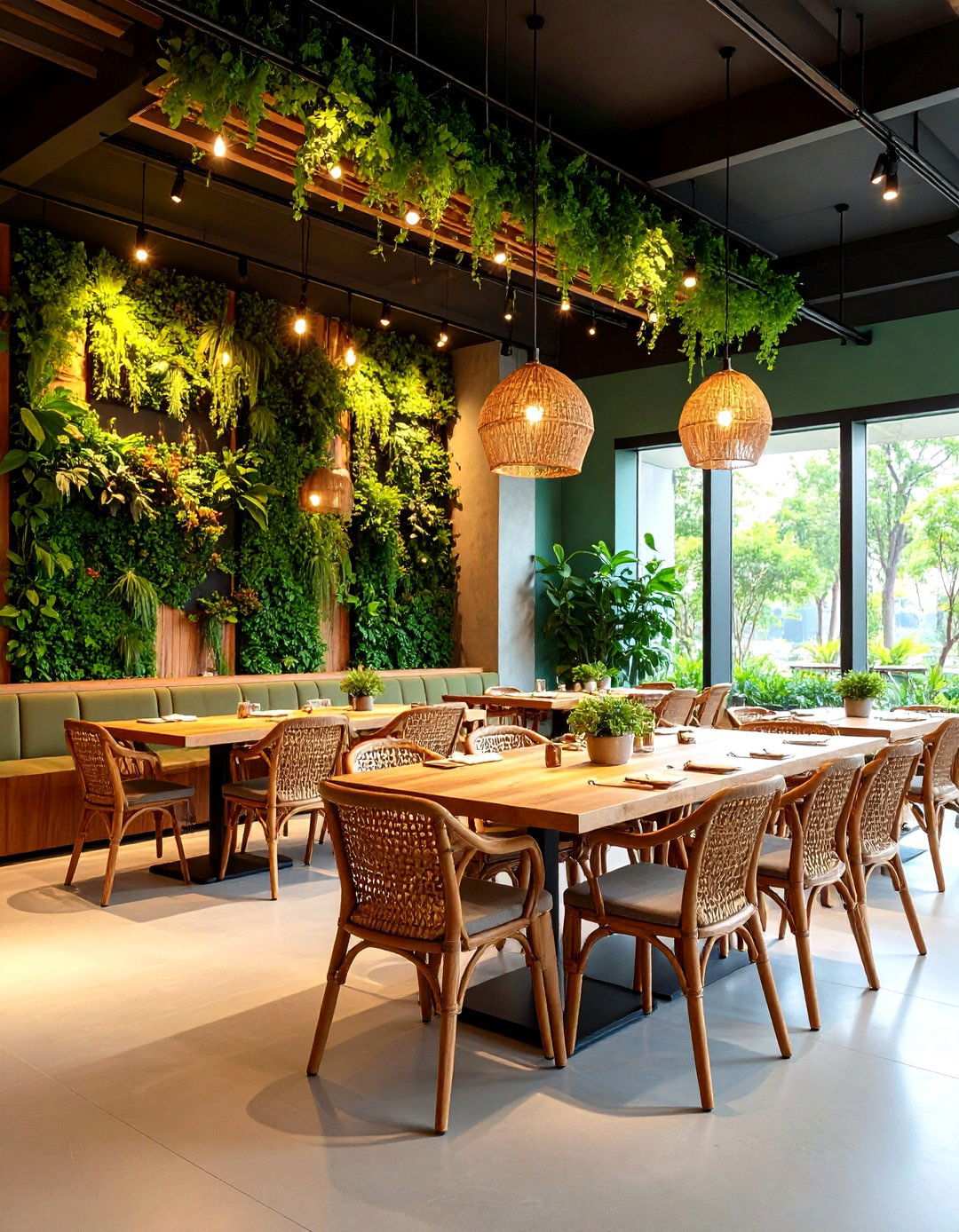 Artificial Grass Wall Restaurant Ambiance Design - 20 Artificial Grass Wall Design Ideas