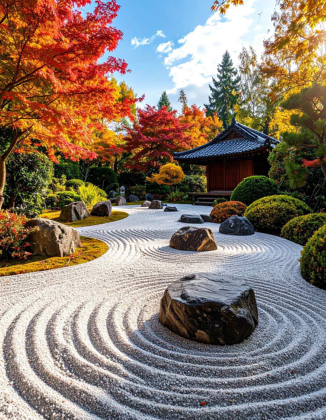 Asian Landscaping Gravel and Sand Garden Pattern Design - 20 Asian Landscaping Ideas