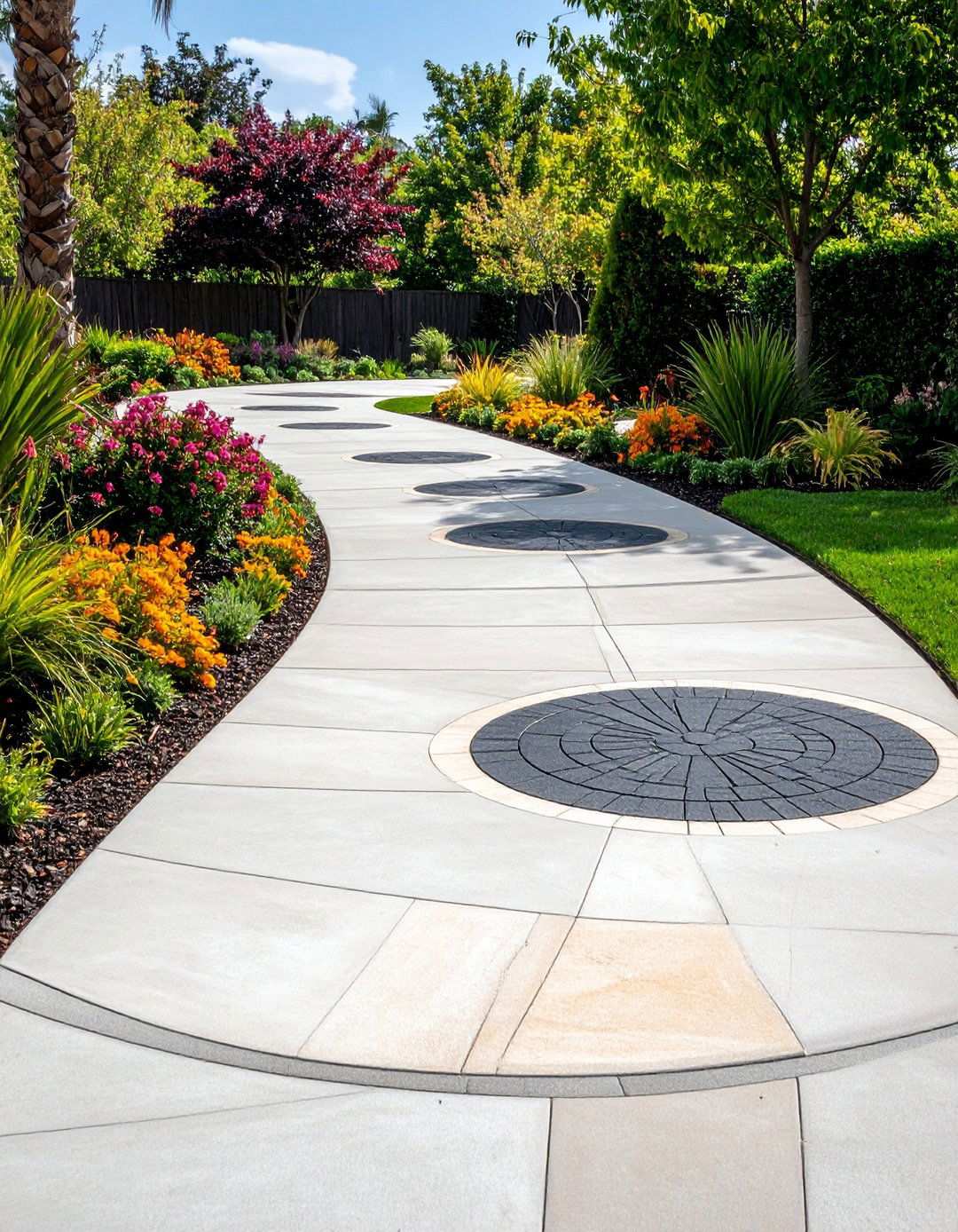 Asphalt Walkways with Decorative Inlays and Medallions - 20 Asphalt Walkway Ideas
