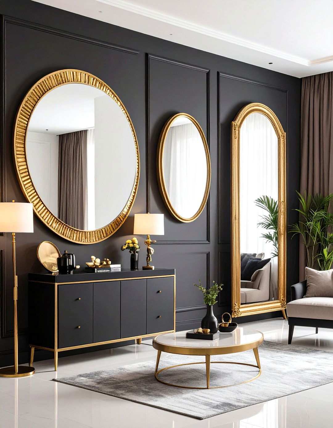 Asymmetrical Balance Mirror Arrangements - 20 Asymmetrical Balance Interior Design  Ideas