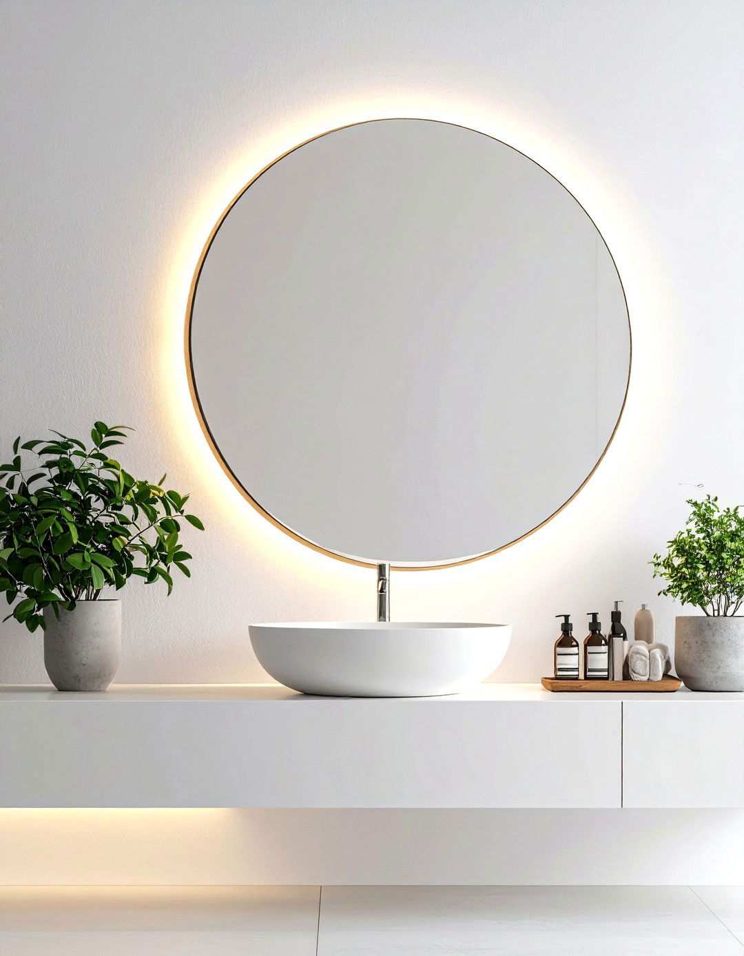 Asymmetrical Mirror Shapes Highlighted with Targeted Lighting - 20 Bathroom Lighting Ideas Over Mirror