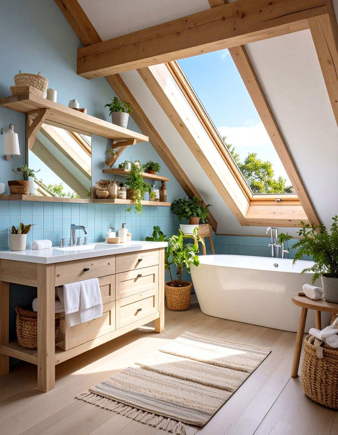 Attic Bathroom Coastal Color Palette Integration - 20 Attic Bathroom Ideas