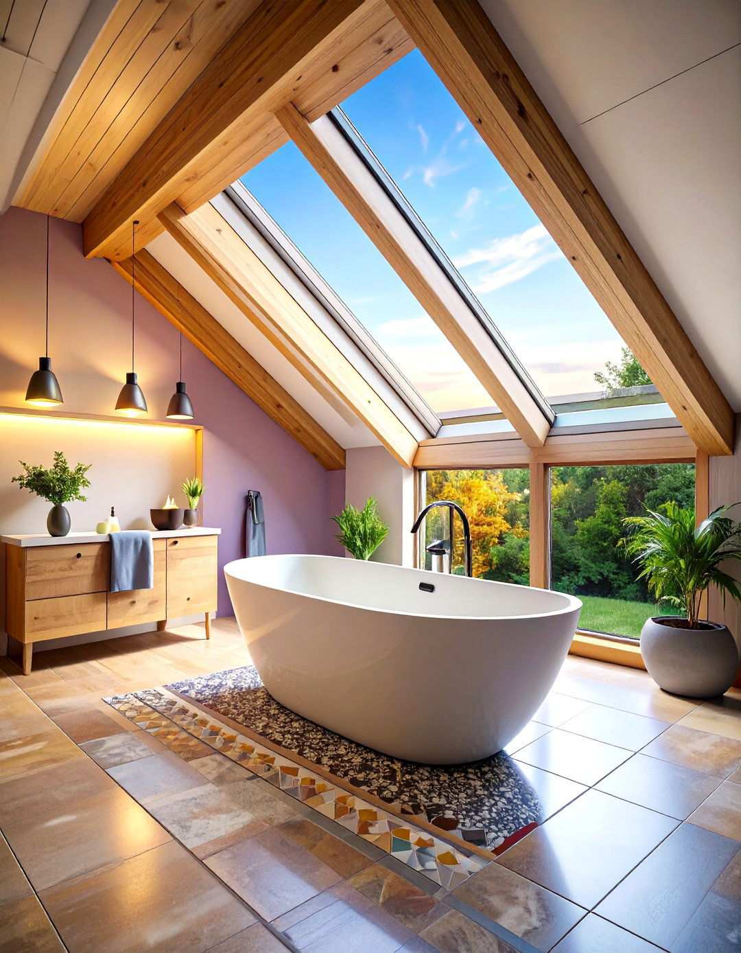 Attic Bathroom Freestanding Tub Placement Strategy - 20 Attic Bathroom Ideas