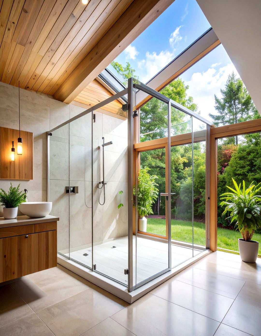 Attic Bathroom Glass Partition Shower Enclosure - 20 Attic Bathroom Ideas