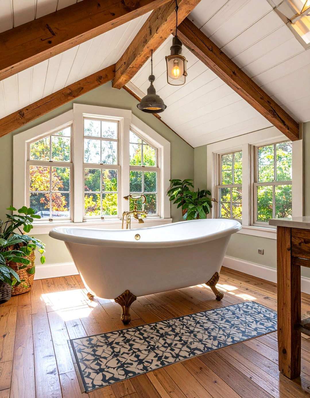 Attic Bathroom Vintage Clawfoot Tub Positioning - 20 Attic Bathroom Ideas