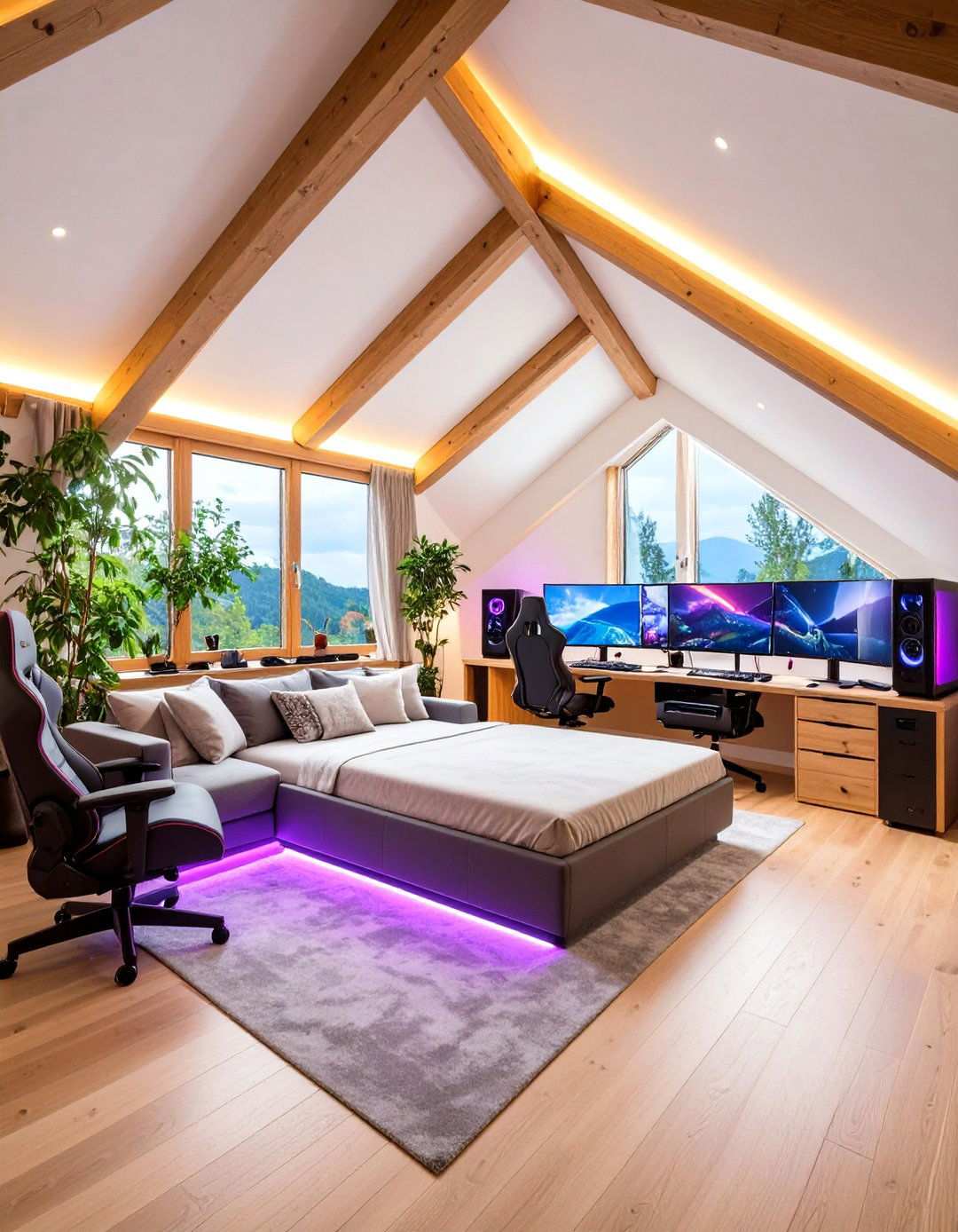 Attic Room Gaming Den with Technology Integration - 20 attic room ideas