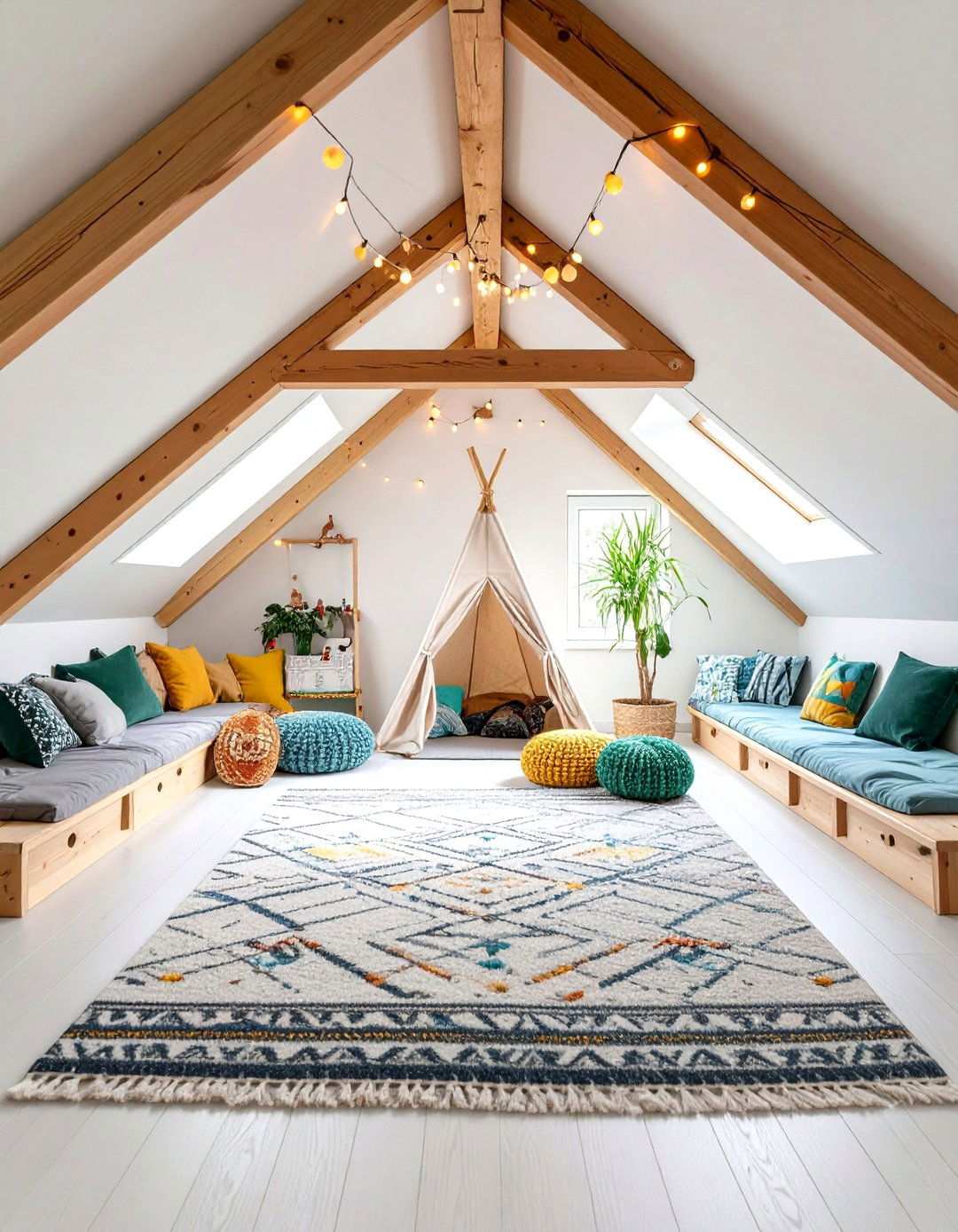 Attic Room Playroom with Safe Soft Flooring - 20 attic room ideas