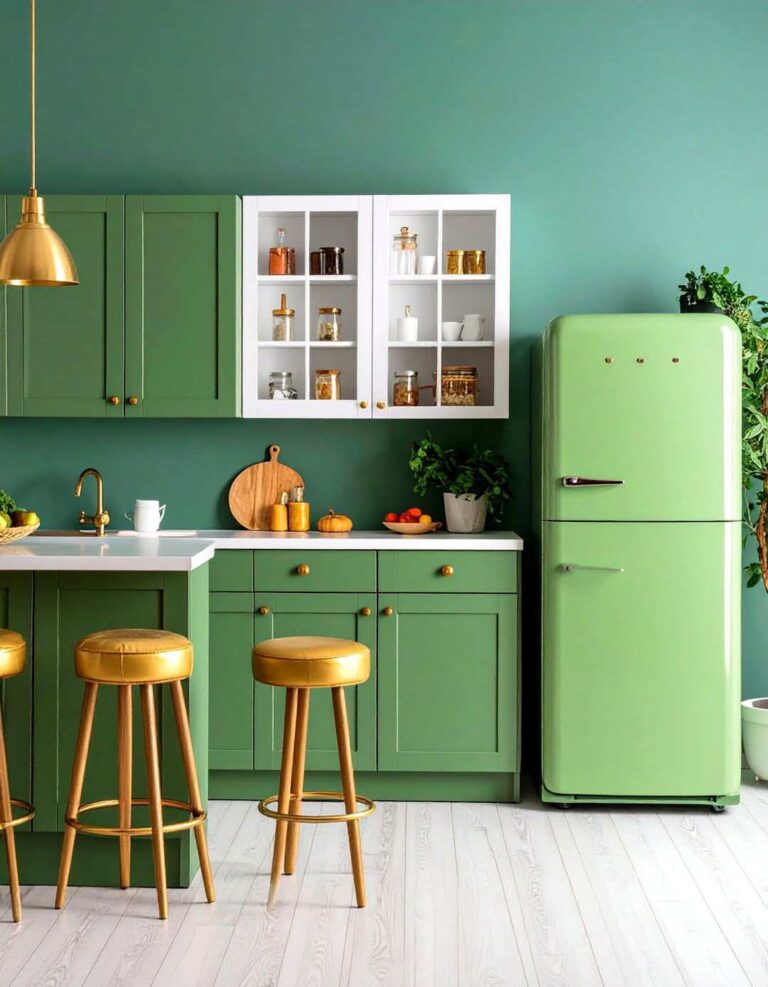 Avocado and Gold Color Burst Kitchen - 20 70s Kitchen Ideas