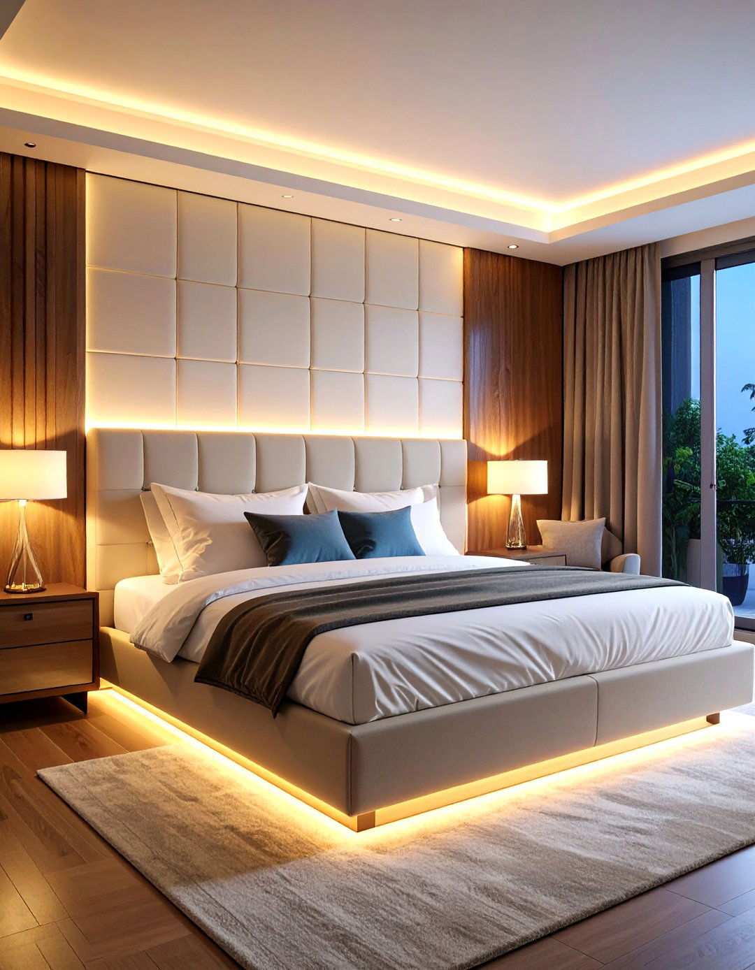 Backlit Headboard Bedroom Lighting for Soft Glow - 20 Bedroom Lighting Ideas